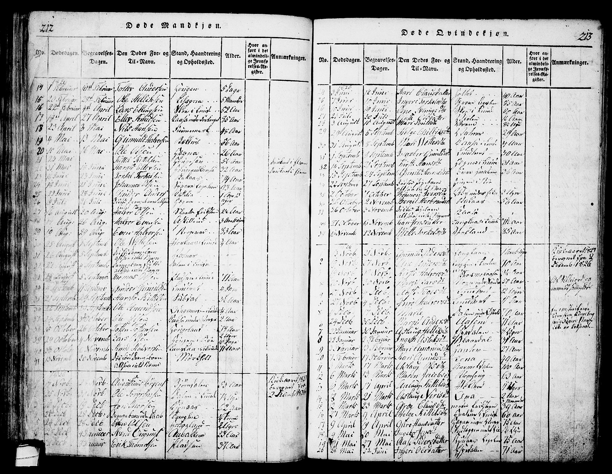 Bø kirkebøker, SAKO/A-257/G/Ga/L0001: Parish register (copy) no. 1, 1815-1831, p. 212-213