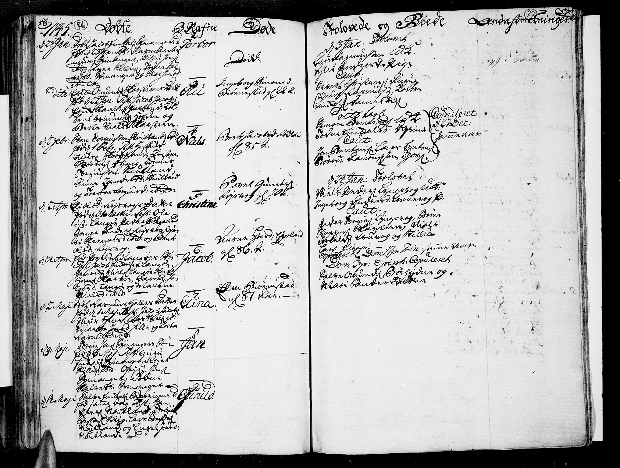 Lista sokneprestkontor, AV/SAK-1111-0027/F/Fa/L0002: Parish register (official) no. A 2 /3, 1726-1751, p. 76-77