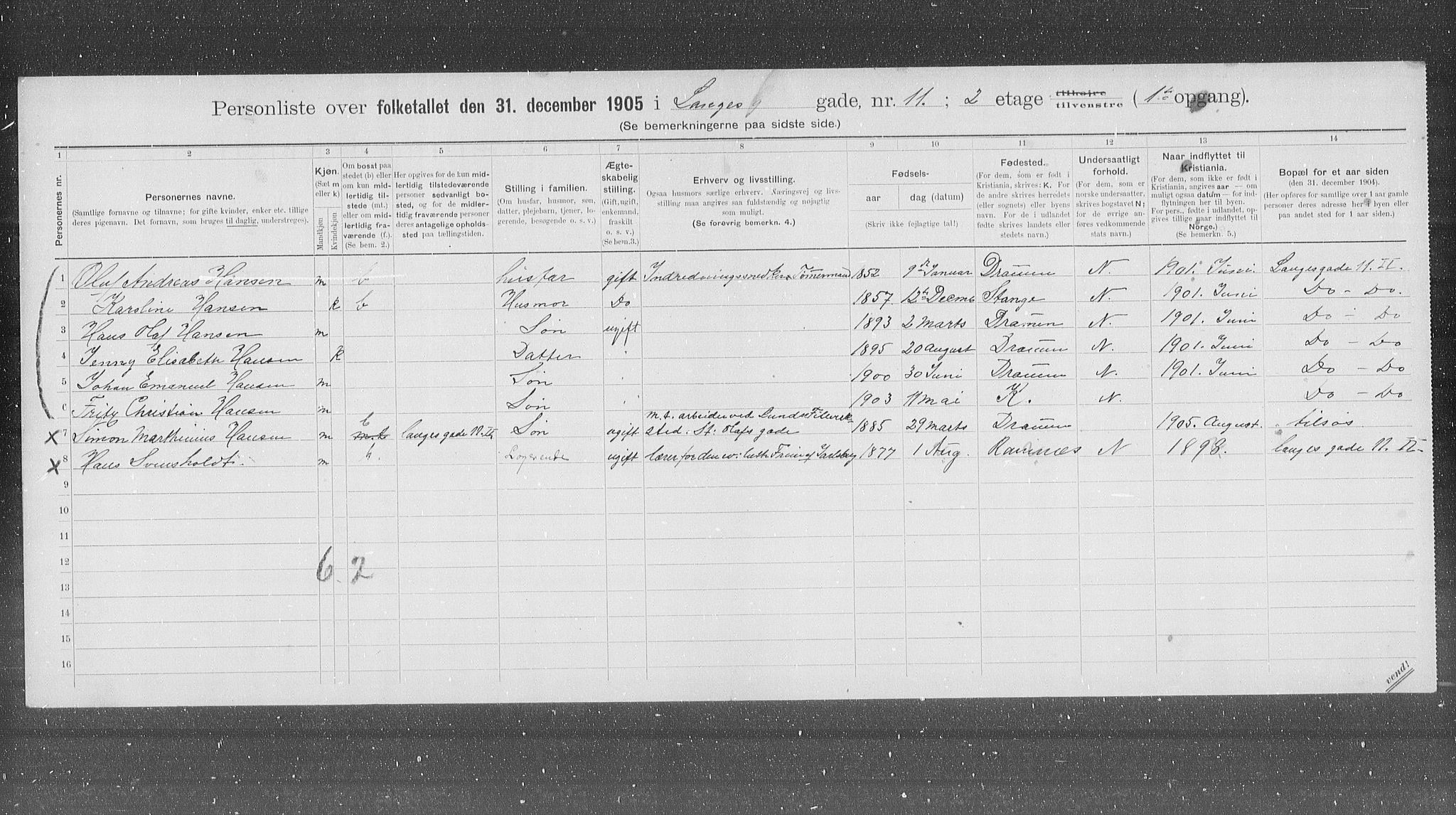 OBA, Municipal Census 1905 for Kristiania, 1905, p. 29588