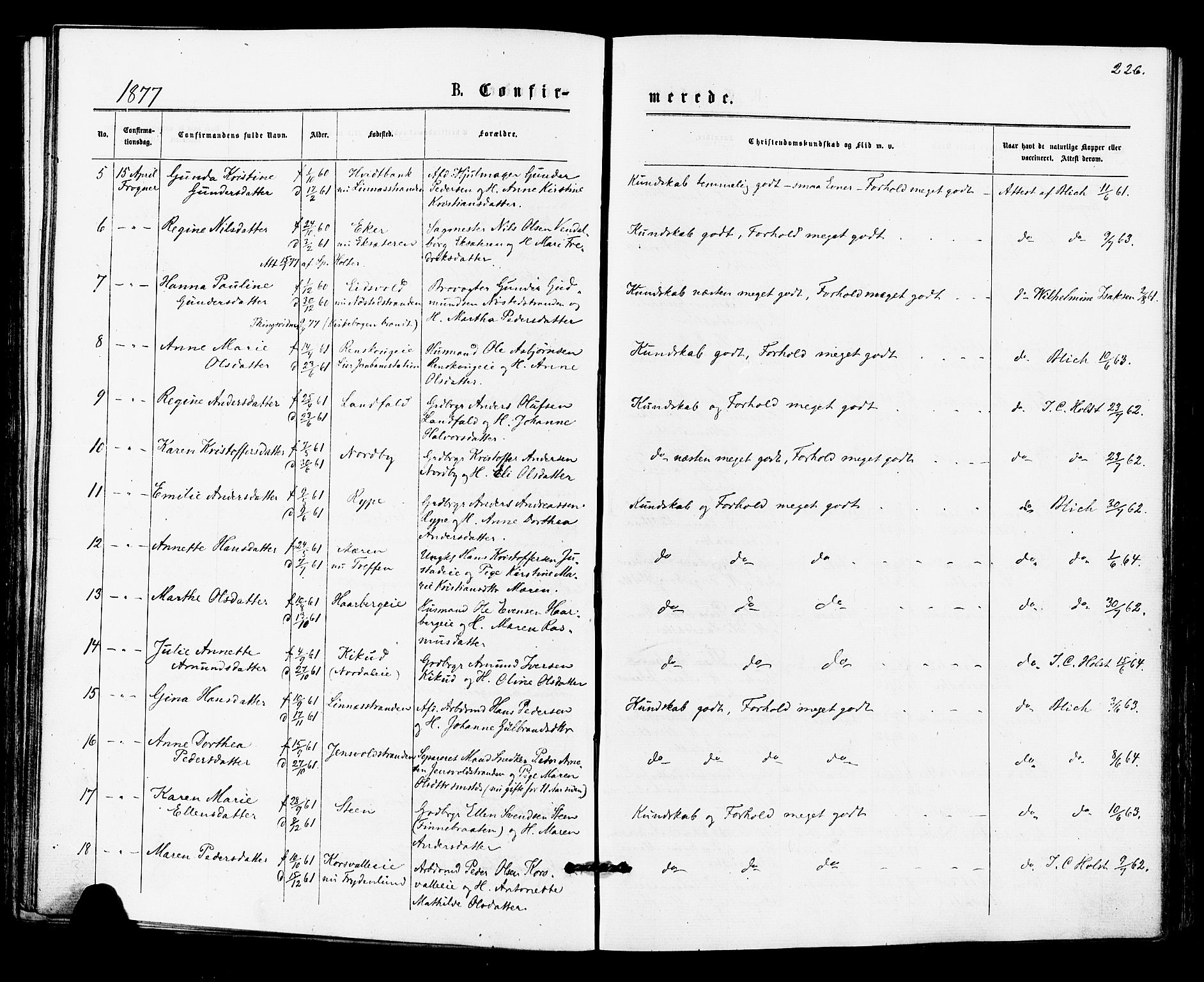 Lier kirkebøker, AV/SAKO-A-230/F/Fa/L0014: Parish register (official) no. I 14, 1875-1882, p. 226