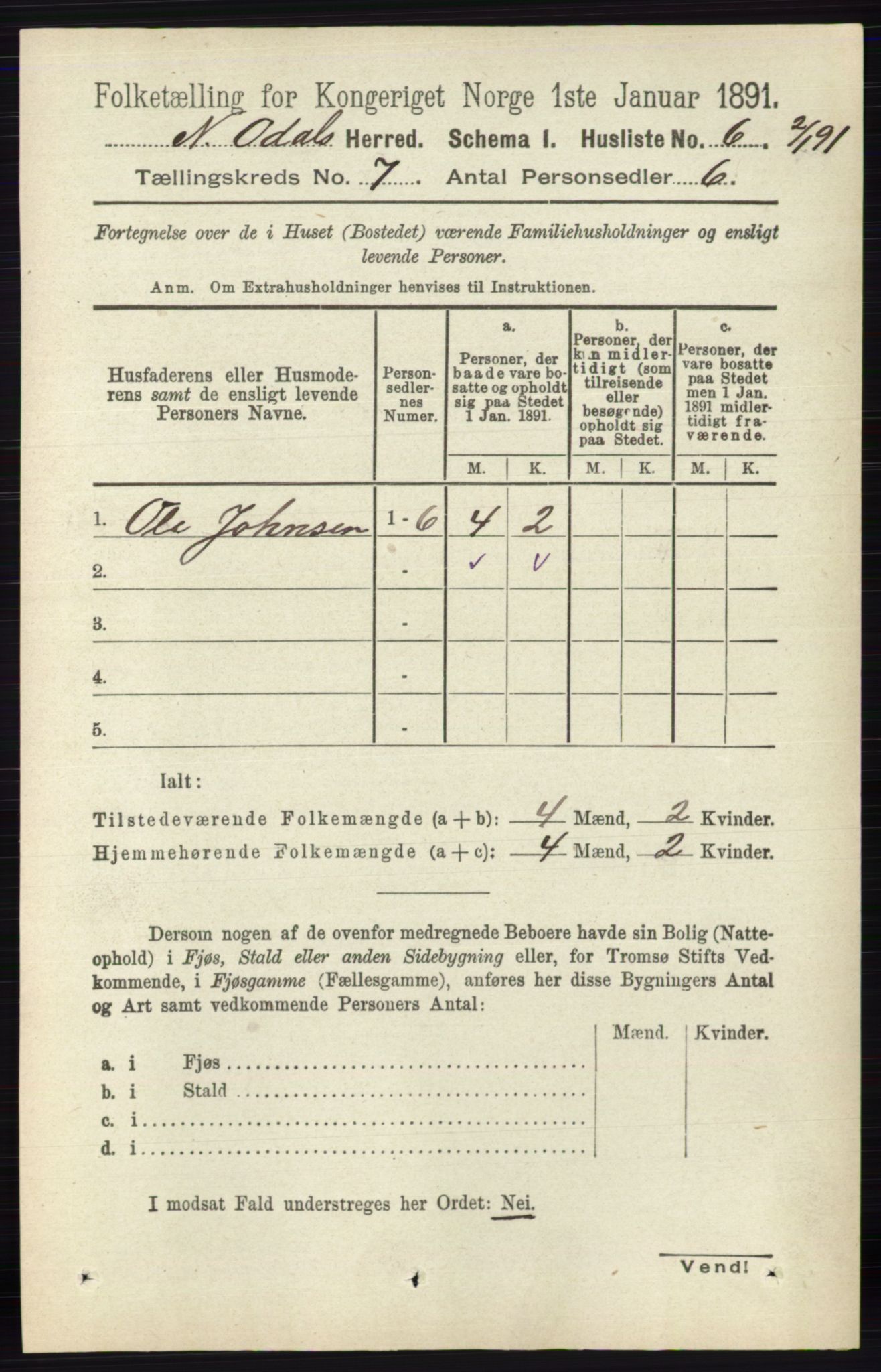 RA, 1891 census for 0418 Nord-Odal, 1891, p. 2777