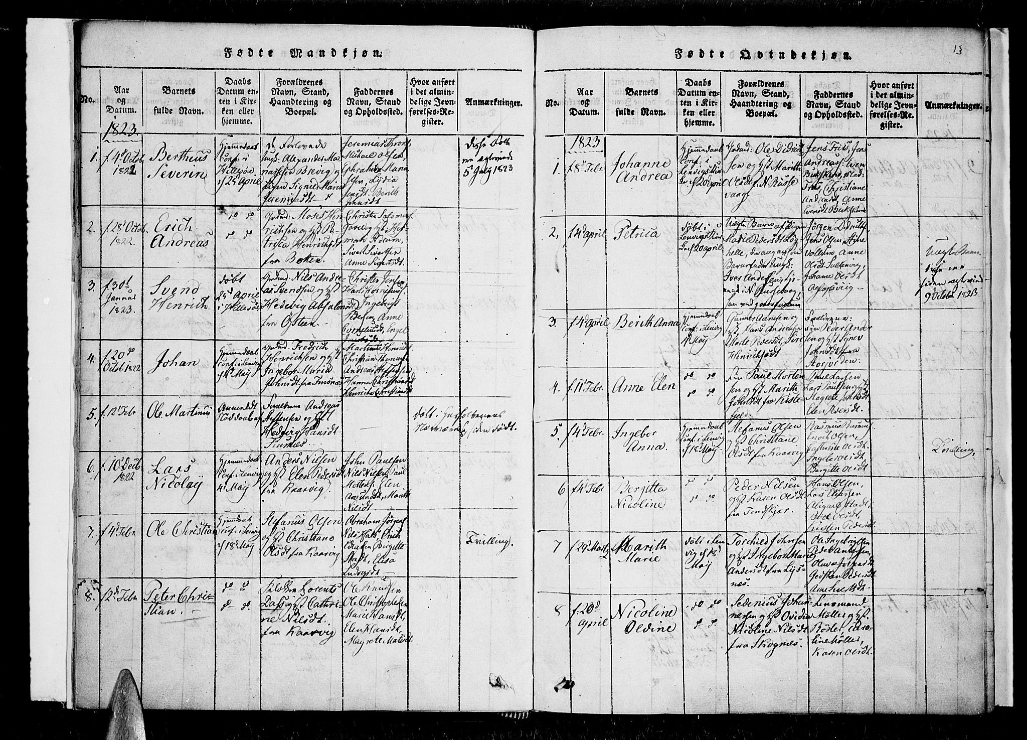 Lenvik sokneprestembete, SATØ/S-1310/H/Ha/Haa/L0003kirke: Parish register (official) no. 3, 1820-1831, p. 13