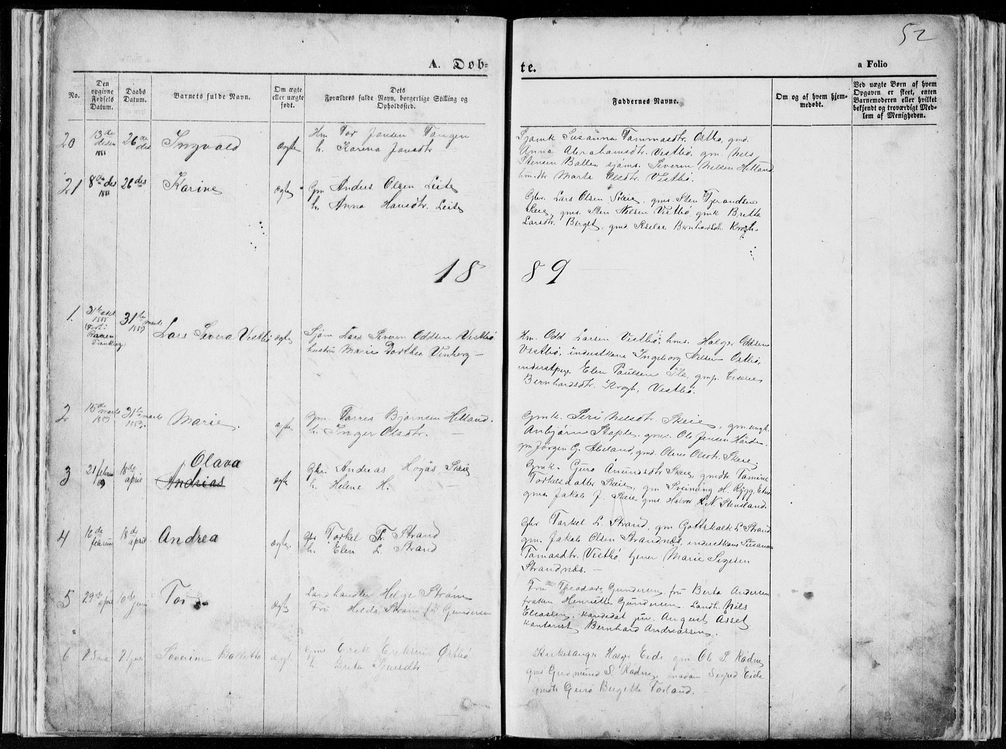 Vikedal sokneprestkontor, AV/SAST-A-101840/01/V: Parish register (copy) no. B 10, 1864-1926, p. 52