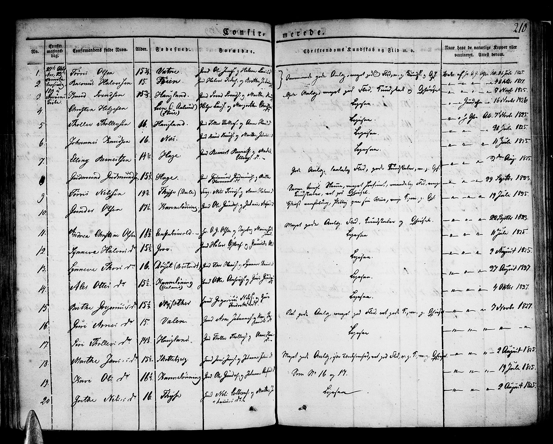 Stord sokneprestembete, AV/SAB-A-78201/H/Haa: Parish register (official) no. A 6, 1826-1840, p. 210