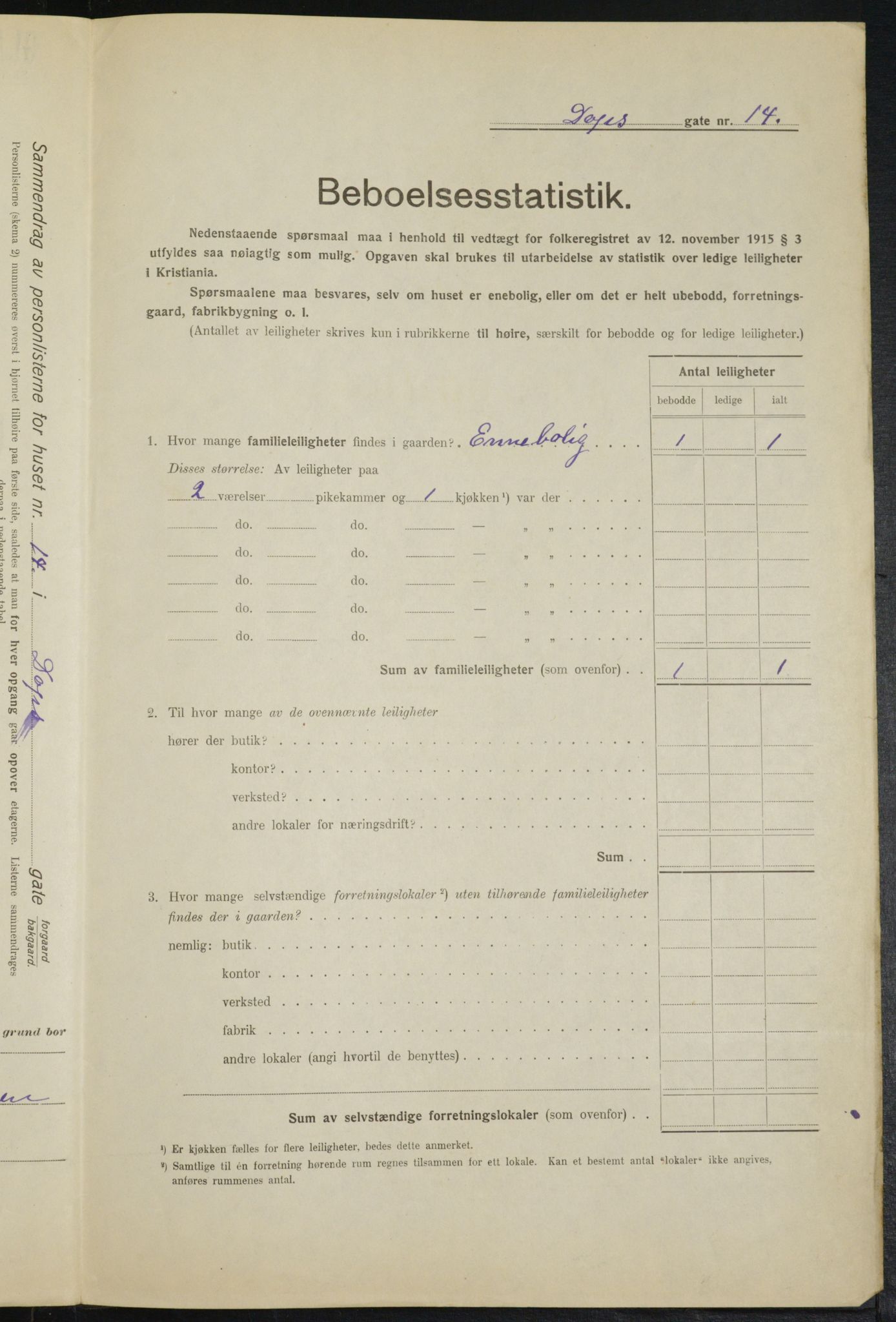 OBA, Municipal Census 1916 for Kristiania, 1916, p. 16087