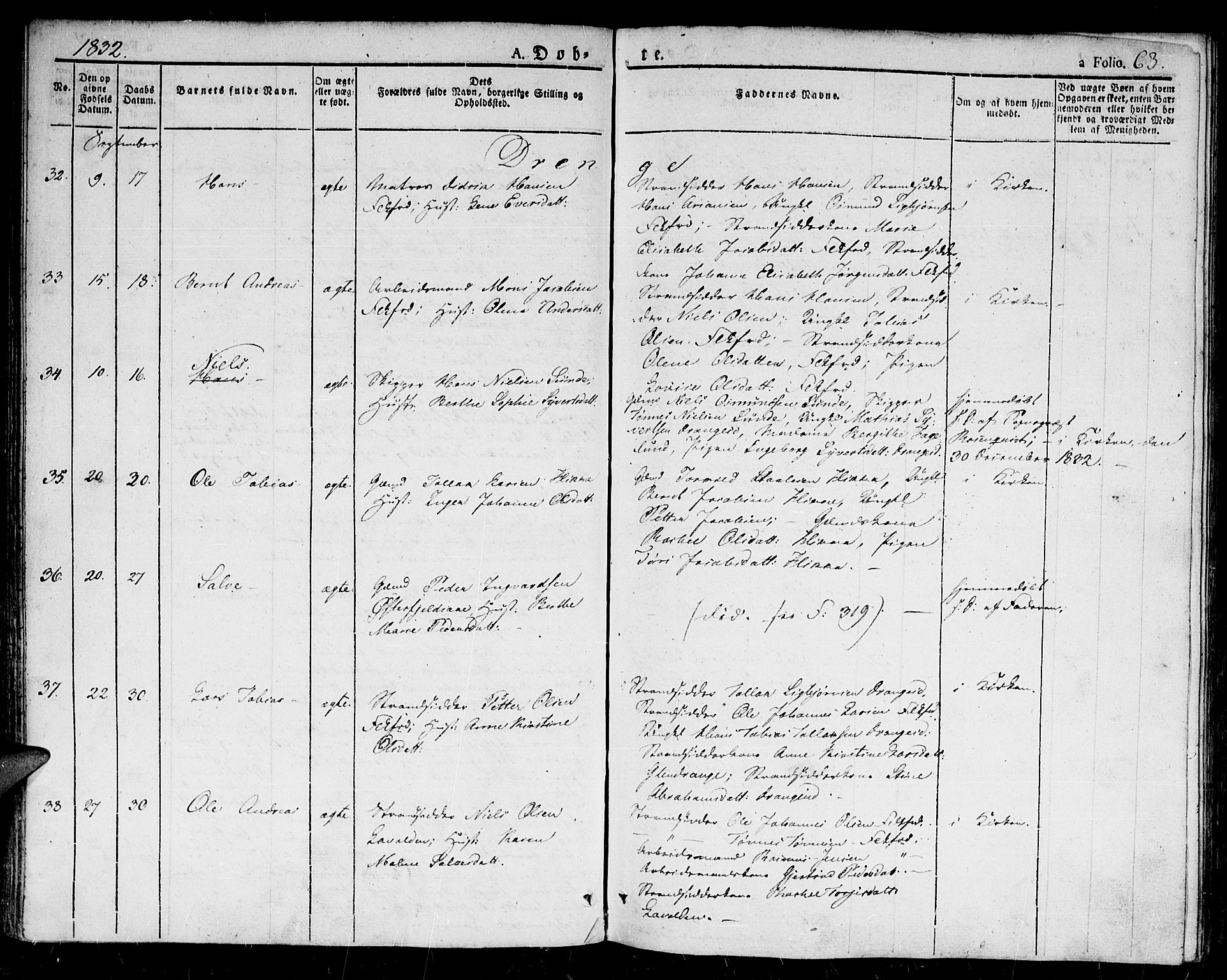 Flekkefjord sokneprestkontor, SAK/1111-0012/F/Fb/Fbc/L0004: Parish register (copy) no. B 4, 1827-1846, p. 63