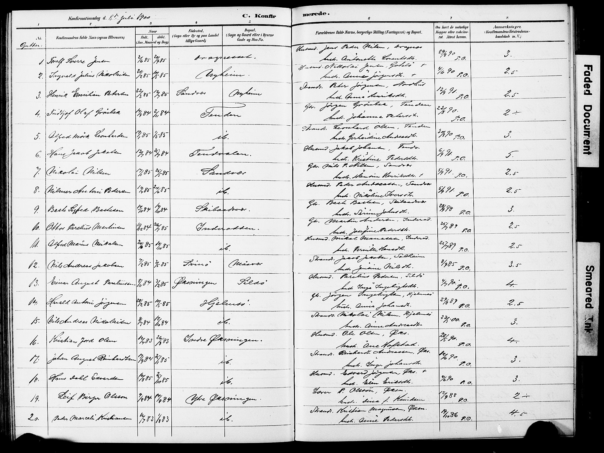 Ministerialprotokoller, klokkerbøker og fødselsregistre - Nordland, AV/SAT-A-1459/834/L0514: Parish register (copy) no. 834C05, 1893-1901