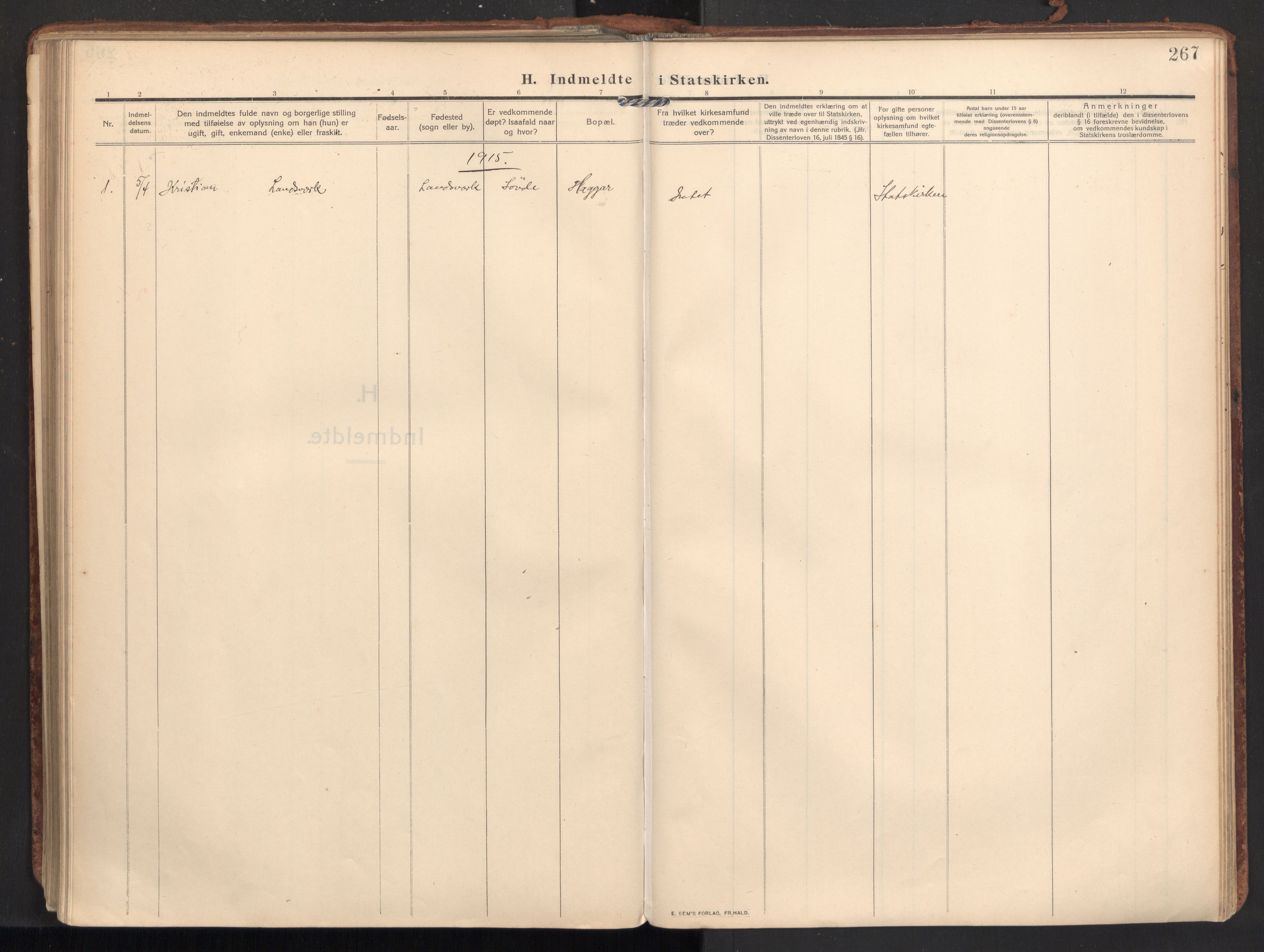 Ministerialprotokoller, klokkerbøker og fødselsregistre - Møre og Romsdal, SAT/A-1454/502/L0026: Parish register (official) no. 502A04, 1909-1933, p. 267