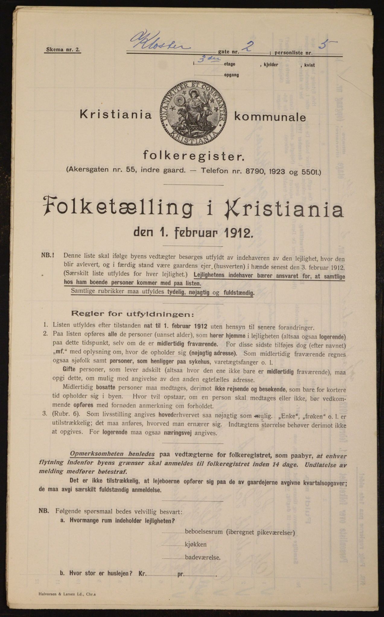OBA, Municipal Census 1912 for Kristiania, 1912, p. 52313