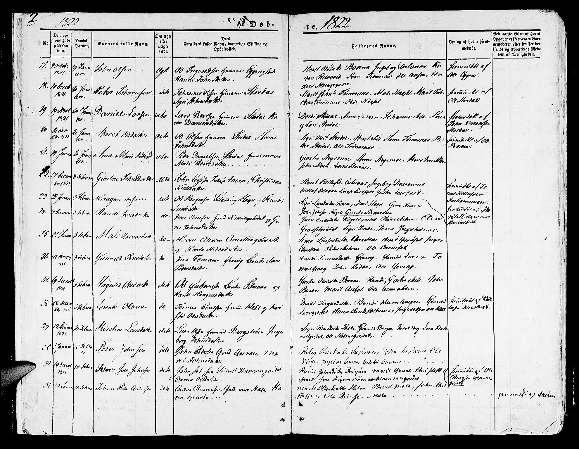 Ministerialprotokoller, klokkerbøker og fødselsregistre - Nord-Trøndelag, SAT/A-1458/709/L0070: Parish register (official) no. 709A10, 1820-1832, p. 2