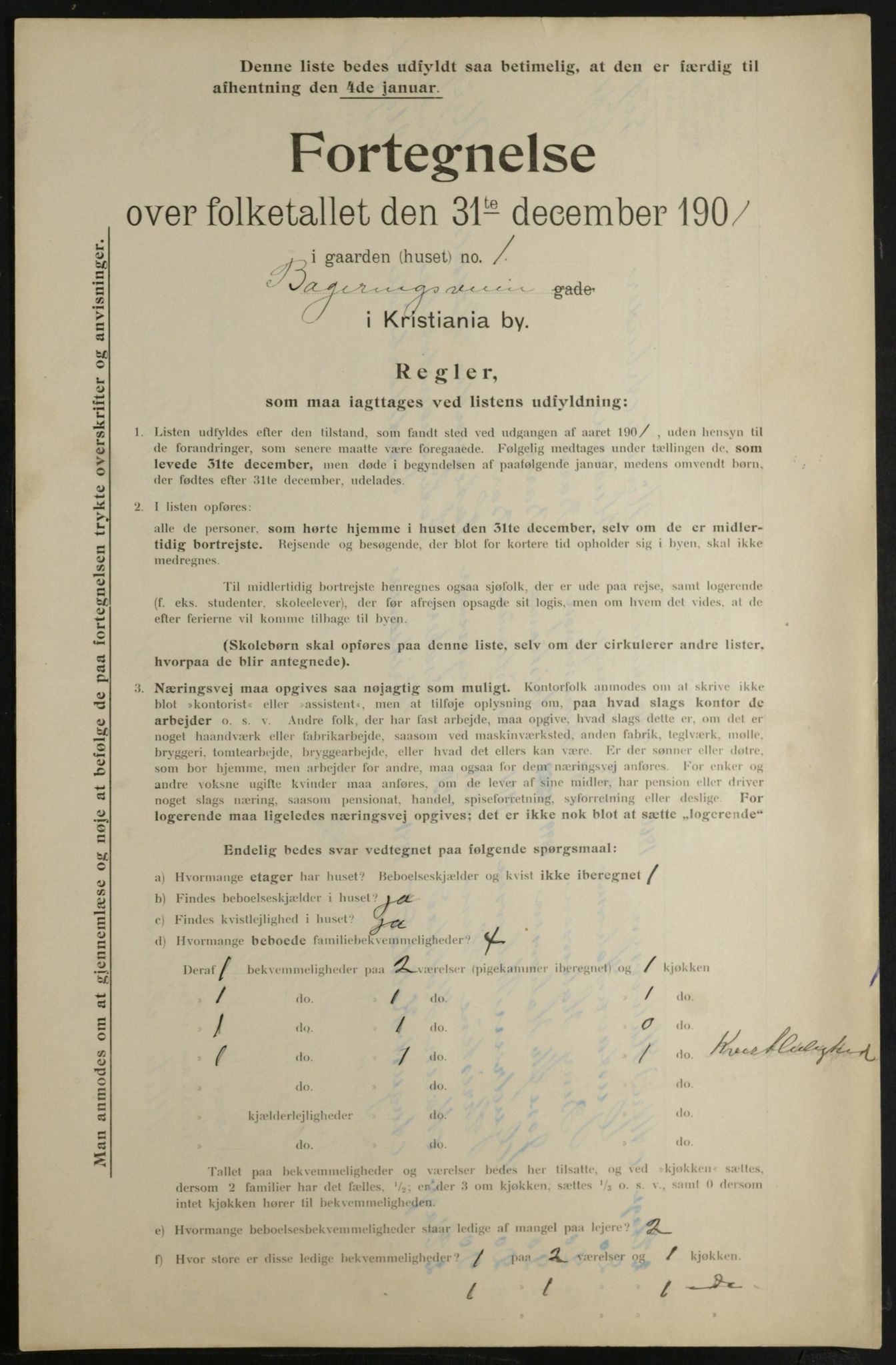 OBA, Municipal Census 1901 for Kristiania, 1901, p. 503