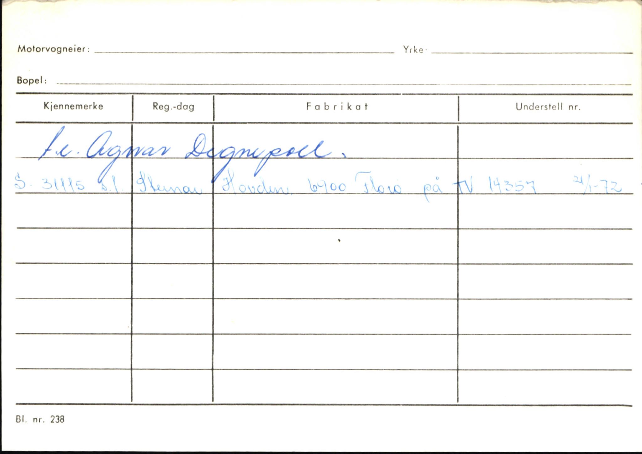 Statens vegvesen, Sogn og Fjordane vegkontor, AV/SAB-A-5301/4/F/L0145: Registerkort Vågsøy S-Å. Årdal I-P, 1945-1975, p. 480