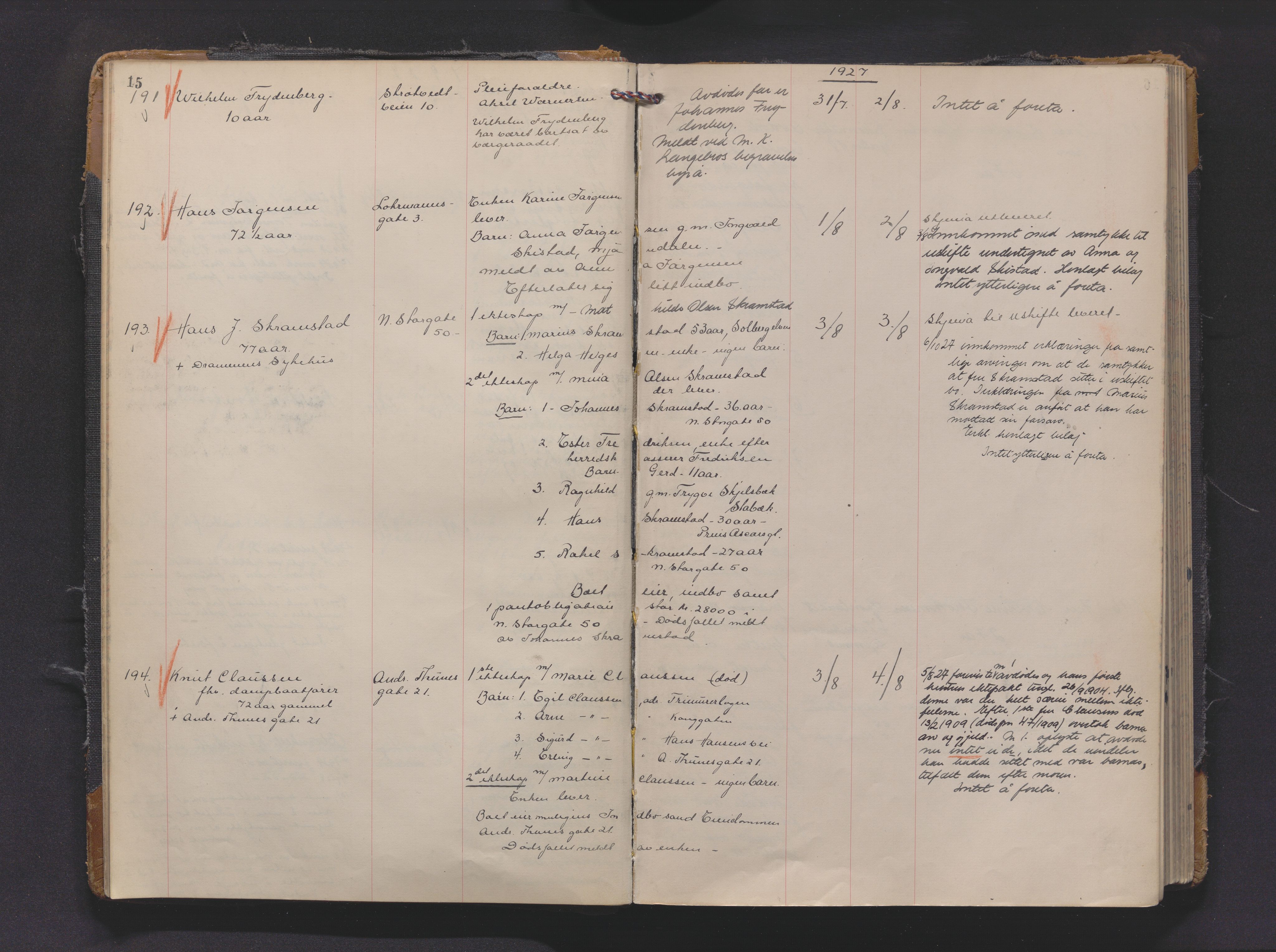 Drammen byfogd, AV/SAKO-A-222/H/Ha/Haa/L0016: Dødsjournal., 1927-1930, p. 15