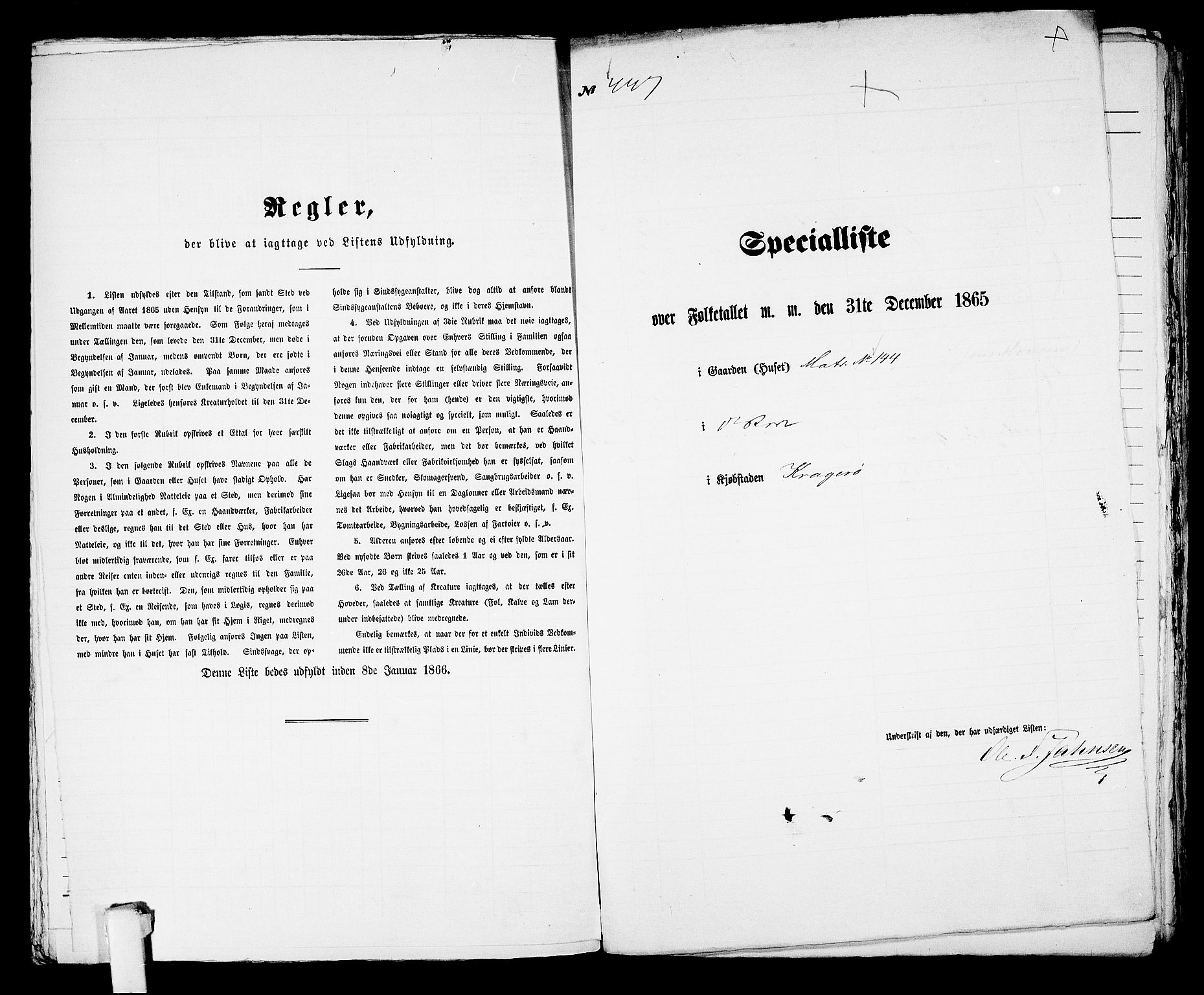RA, 1865 census for Kragerø/Kragerø, 1865, p. 910