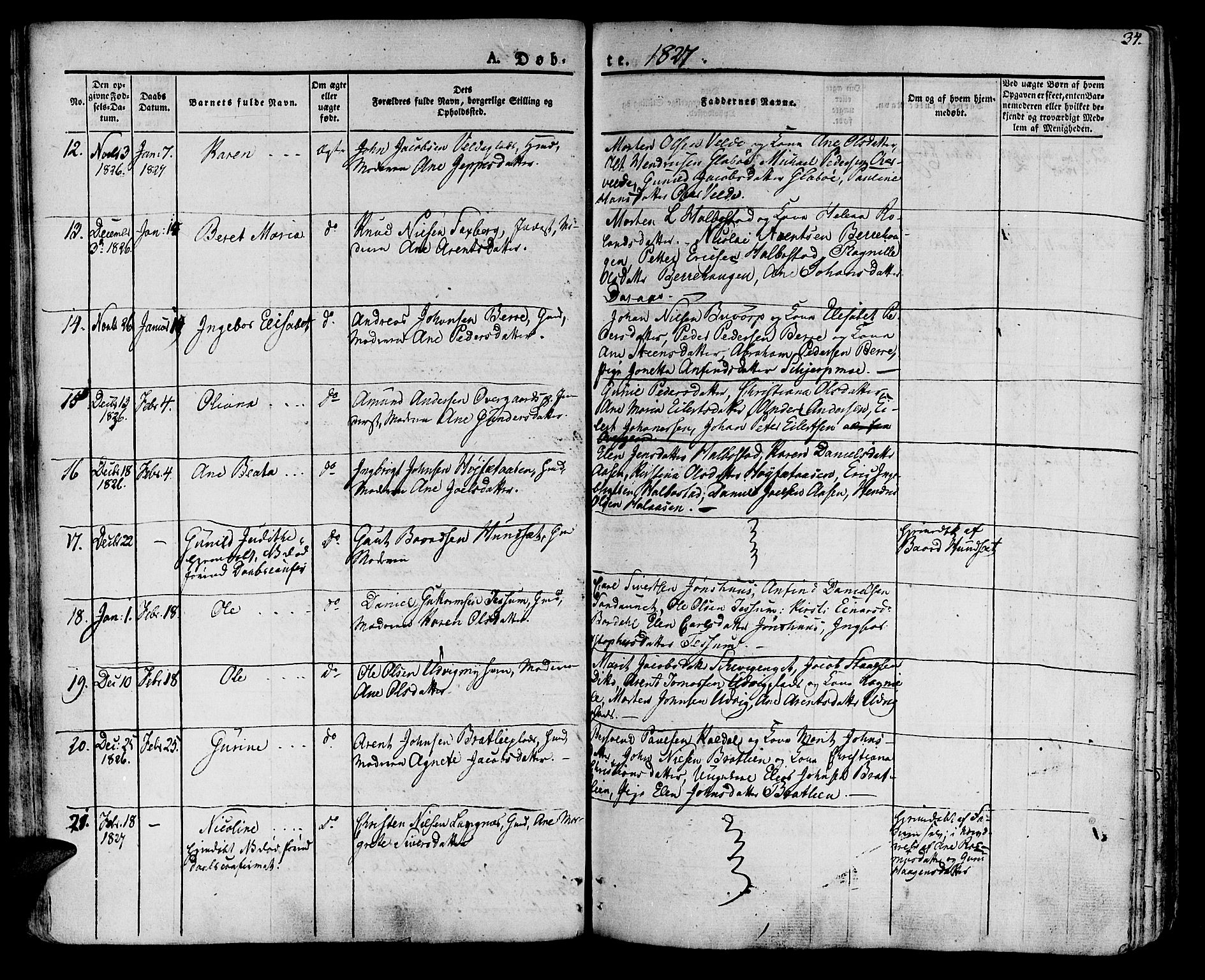 Ministerialprotokoller, klokkerbøker og fødselsregistre - Nord-Trøndelag, SAT/A-1458/741/L0390: Parish register (official) no. 741A04, 1822-1836, p. 34