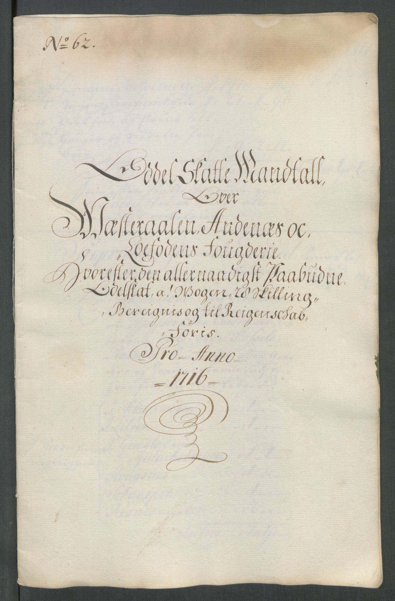 Rentekammeret inntil 1814, Reviderte regnskaper, Fogderegnskap, RA/EA-4092/R67/L4682: Fogderegnskap Vesterålen, Andenes og Lofoten, 1716, p. 291