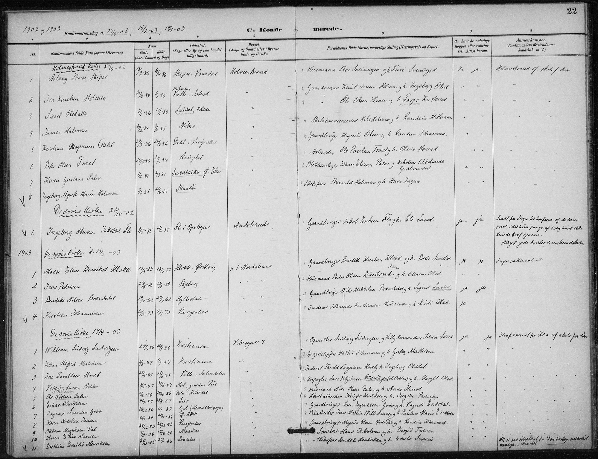 Døves menighet Oslo prestekontor kirkebøker, AV/SAO-A-11064/F/L0001: Parish register (official) no. 1, 1895-1919, p. 22