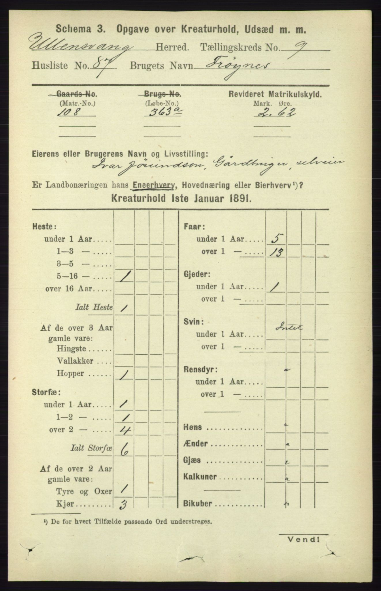 RA, 1891 census for 1230 Ullensvang, 1891, p. 7755