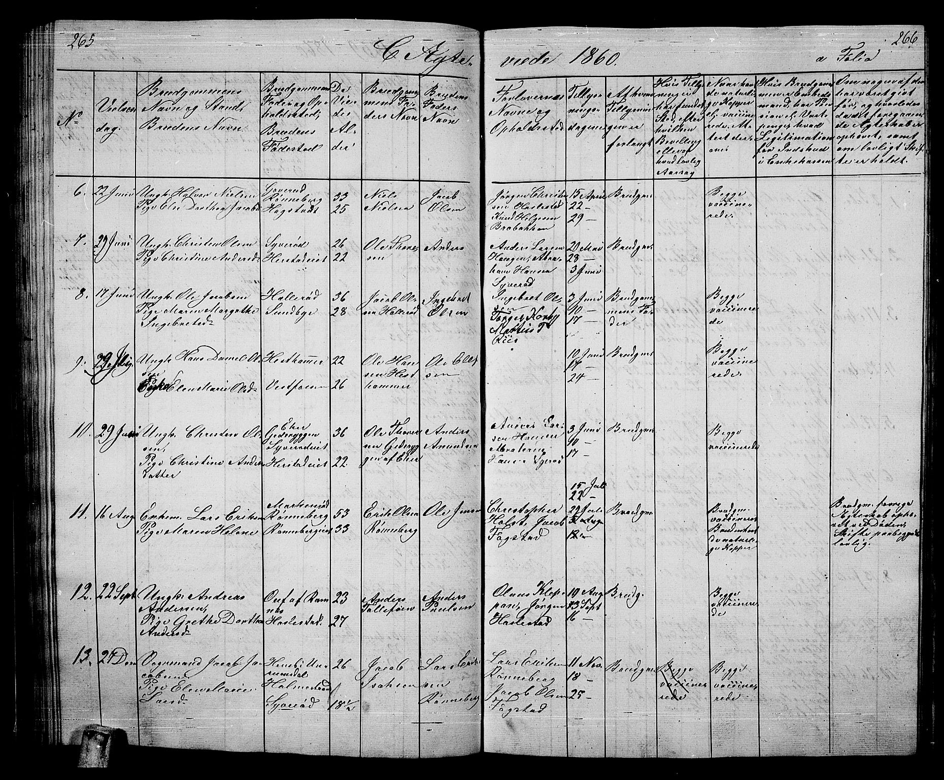 Hof kirkebøker, AV/SAKO-A-64/G/Ga/L0002: Parish register (copy) no. I 2, 1859-1873, p. 265-266