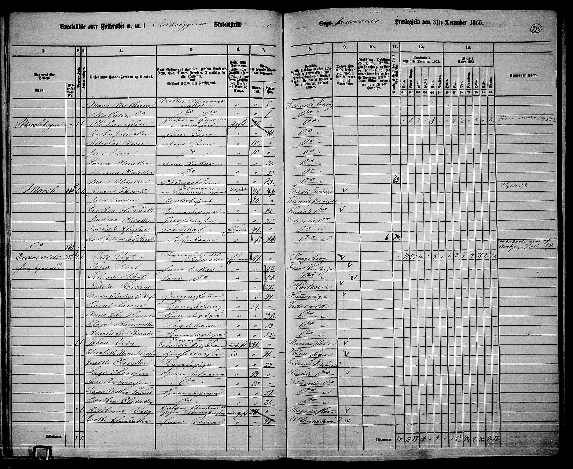 RA, 1865 census for Eidsvoll, 1865, p. 191