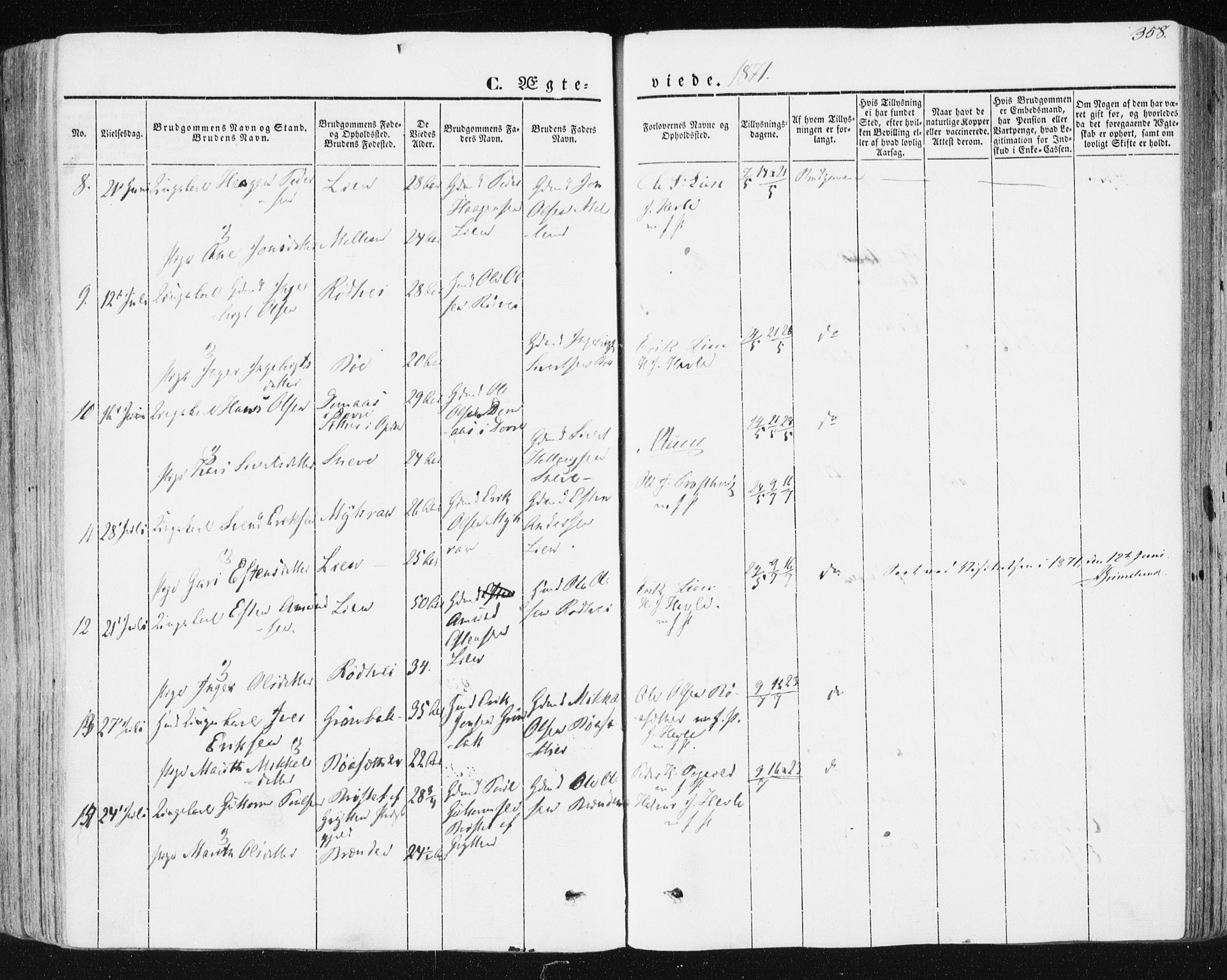 Ministerialprotokoller, klokkerbøker og fødselsregistre - Sør-Trøndelag, SAT/A-1456/678/L0899: Parish register (official) no. 678A08, 1848-1872, p. 358