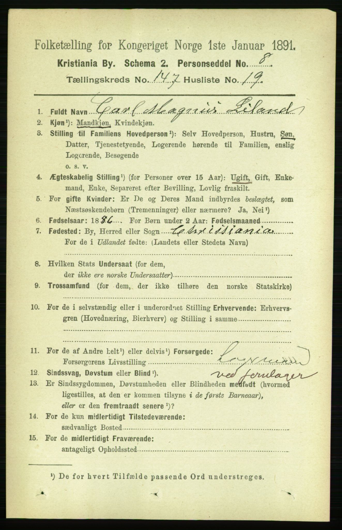RA, 1891 census for 0301 Kristiania, 1891, p. 82169