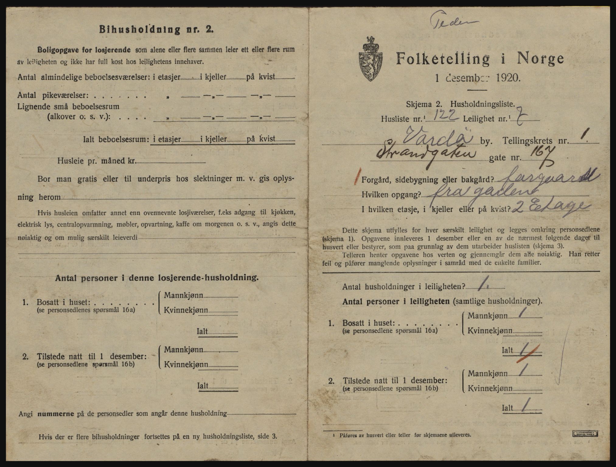 SATØ, 1920 census for Vardø, 1920, p. 1433