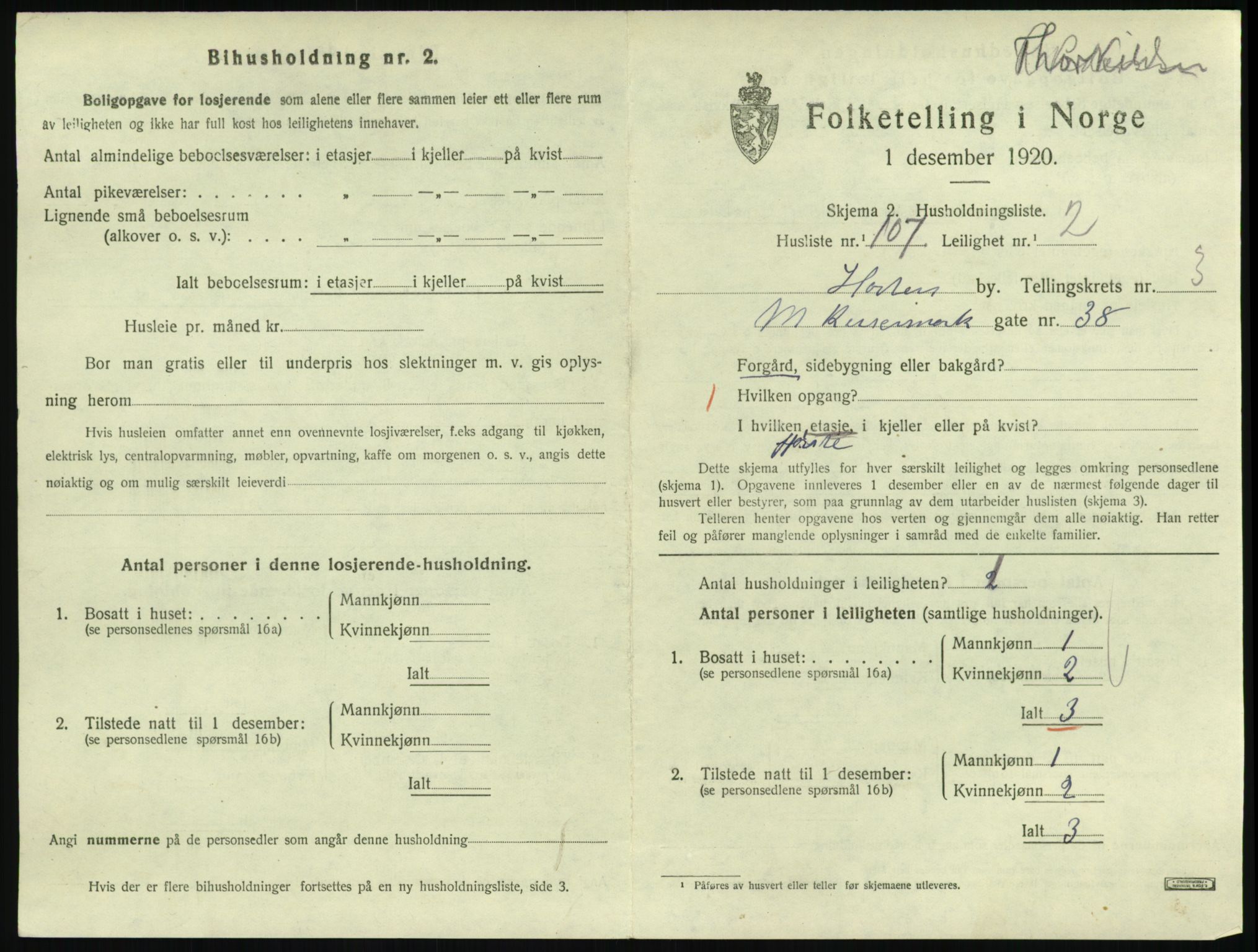 SAKO, 1920 census for Horten, 1920, p. 4493