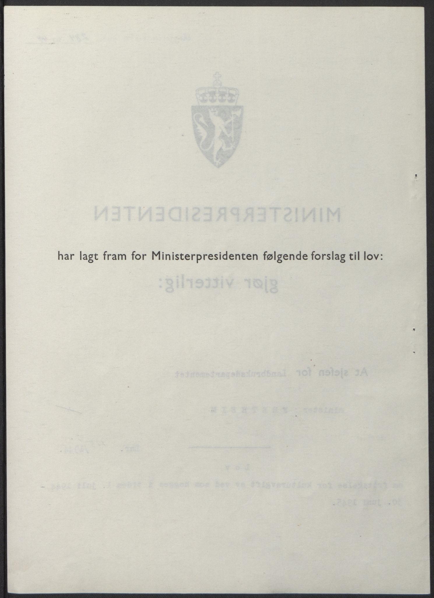 NS-administrasjonen 1940-1945 (Statsrådsekretariatet, de kommisariske statsråder mm), RA/S-4279/D/Db/L0100: Lover, 1944, p. 550