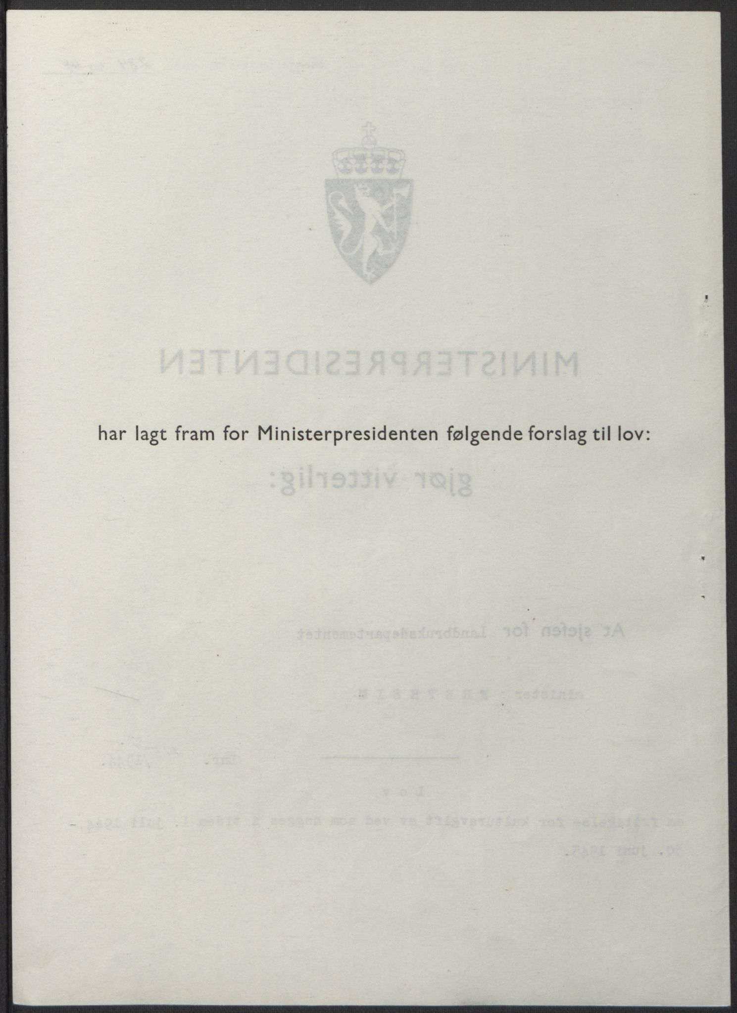 NS-administrasjonen 1940-1945 (Statsrådsekretariatet, de kommisariske statsråder mm), AV/RA-S-4279/D/Db/L0100: Lover, 1944, p. 550