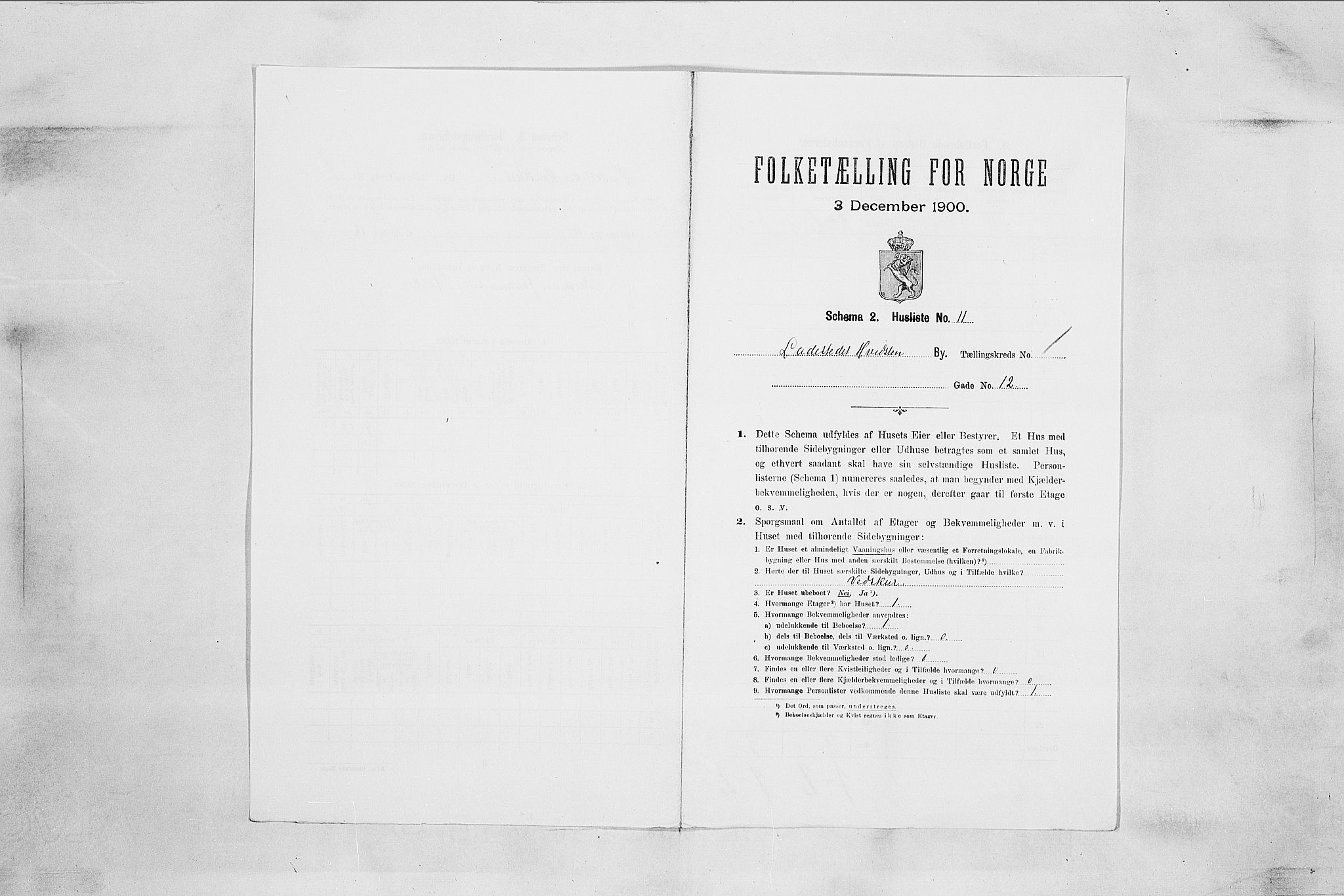 SAO, 1900 census for Hvitsten, 1900