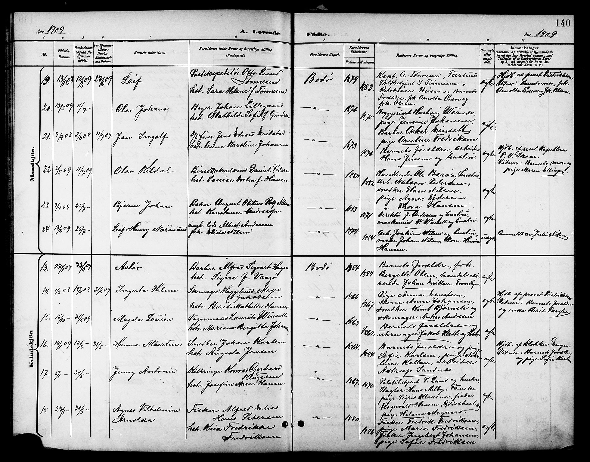 Ministerialprotokoller, klokkerbøker og fødselsregistre - Nordland, AV/SAT-A-1459/801/L0033: Parish register (copy) no. 801C08, 1898-1910, p. 140