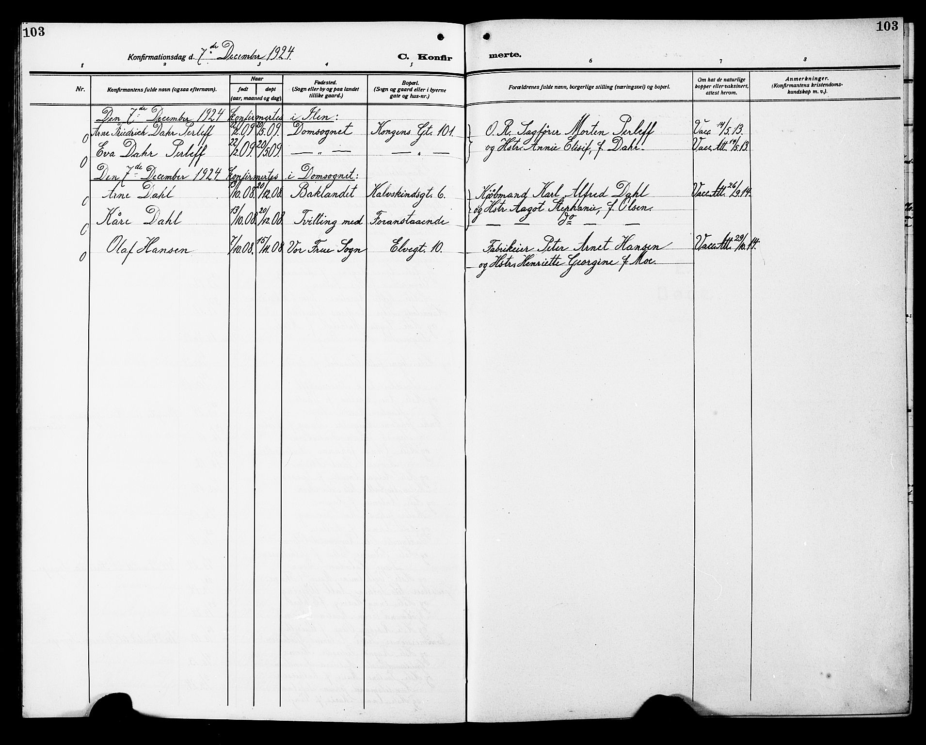 Ministerialprotokoller, klokkerbøker og fødselsregistre - Sør-Trøndelag, SAT/A-1456/602/L0147: Parish register (copy) no. 602C15, 1911-1924, p. 103
