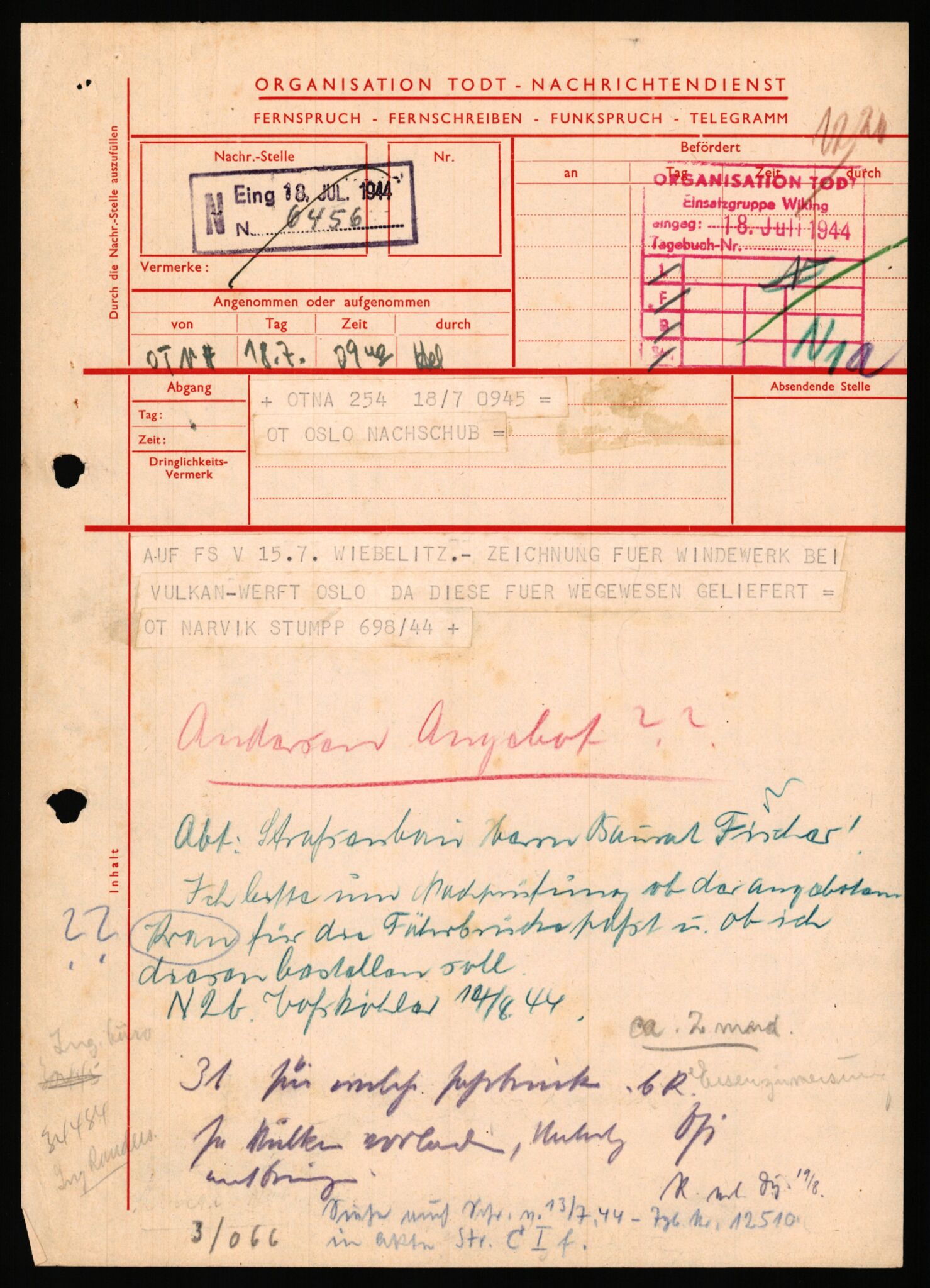 Tyske arkiver, Organisation Todt (OT), Einsatzgruppe Wiking, AV/RA-RAFA-2188/1/E/E2/E2d/L0023: Fähren und Anlegen, 1942-1944, p. 24