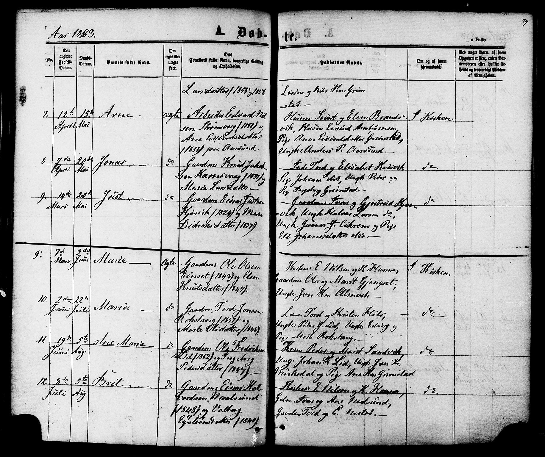 Ministerialprotokoller, klokkerbøker og fødselsregistre - Møre og Romsdal, AV/SAT-A-1454/587/L0999: Parish register (official) no. 587A01, 1864-1886, p. 79