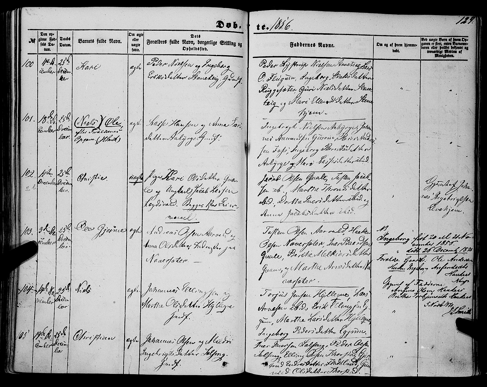 Sogndal sokneprestembete, AV/SAB-A-81301/H/Haa/Haaa/L0012I: Parish register (official) no. A 12I, 1847-1859, p. 124