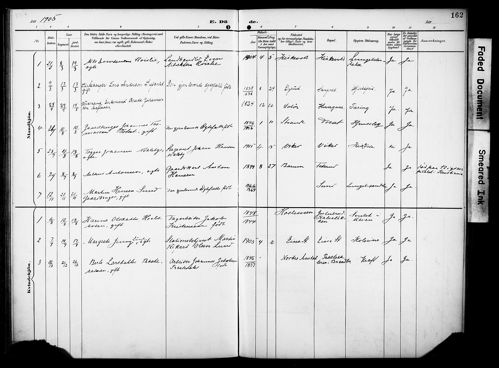 Vestre Toten prestekontor, SAH/PREST-108/H/Ha/Haa/L0012: Parish register (official) no. 12, 1890-1906, p. 162