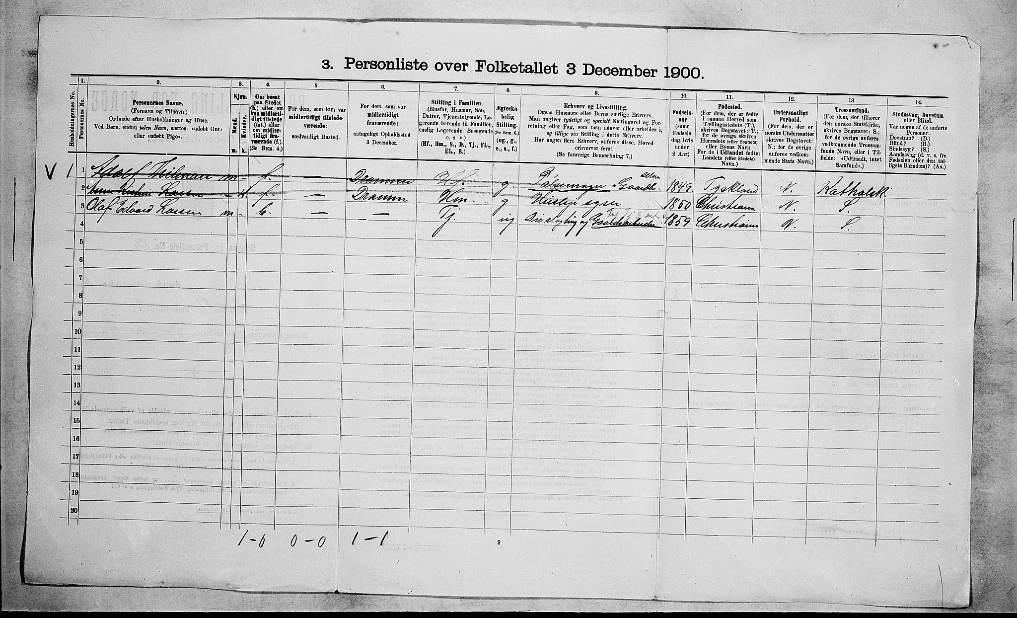 RA, 1900 census for Skoger, 1900, p. 1156