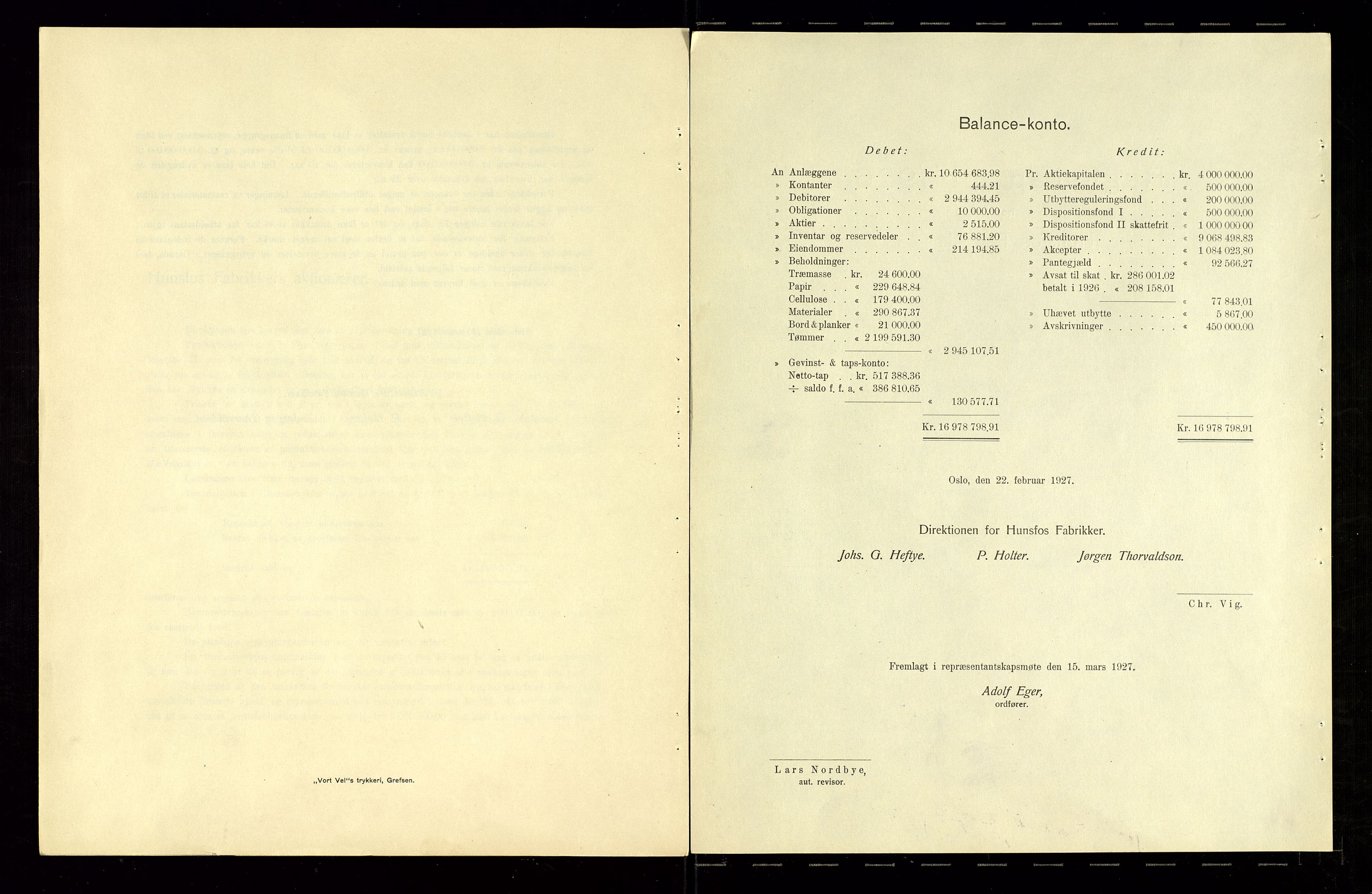 Hunsfos fabrikker, AV/SAK-D/1440/01/L0001/0003: Vedtekter, anmeldelser og årsberetninger / Årsberetninger og regnskap, 1918-1989, p. 40