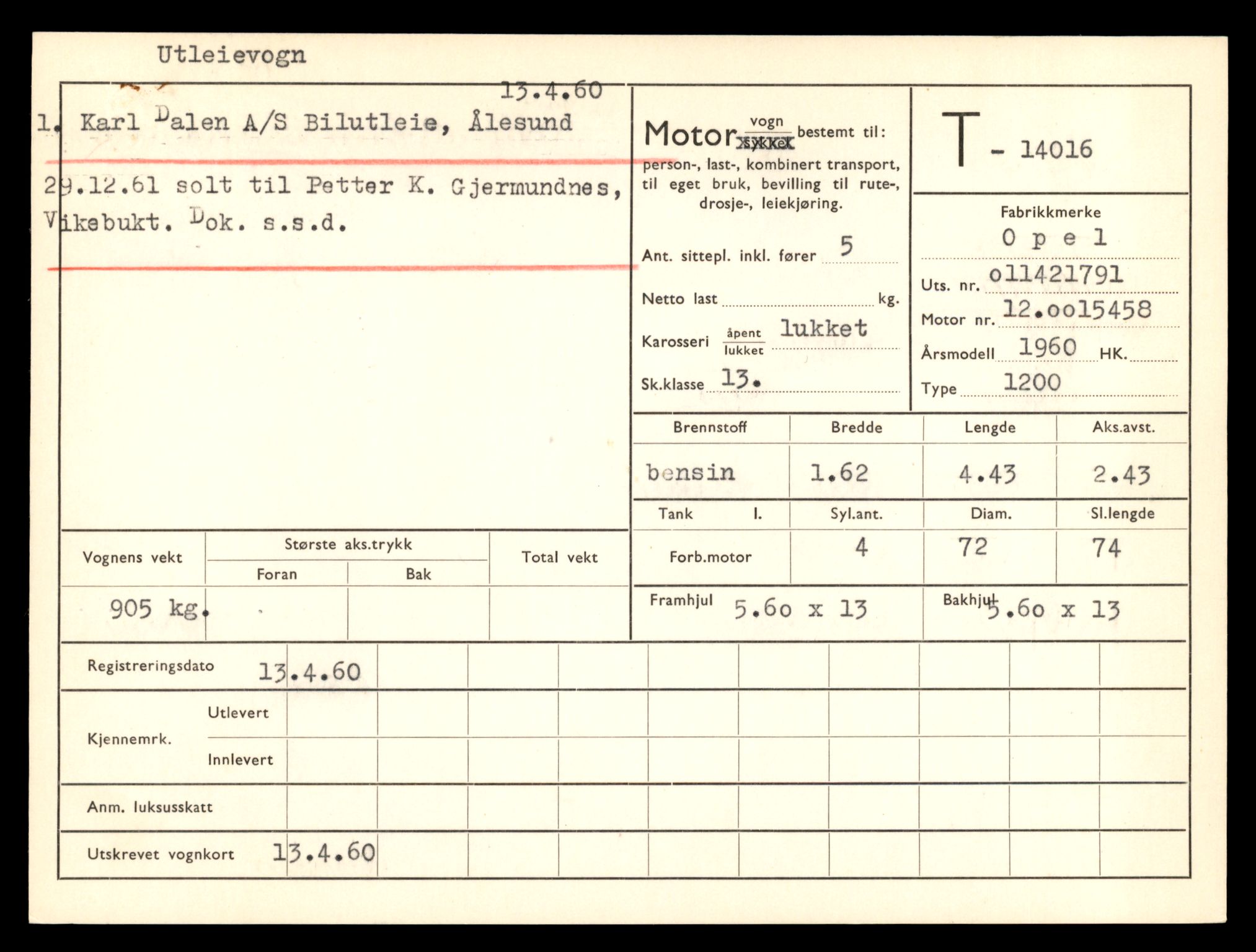 Møre og Romsdal vegkontor - Ålesund trafikkstasjon, AV/SAT-A-4099/F/Fe/L0042: Registreringskort for kjøretøy T 13906 - T 14079, 1927-1998, p. 1603