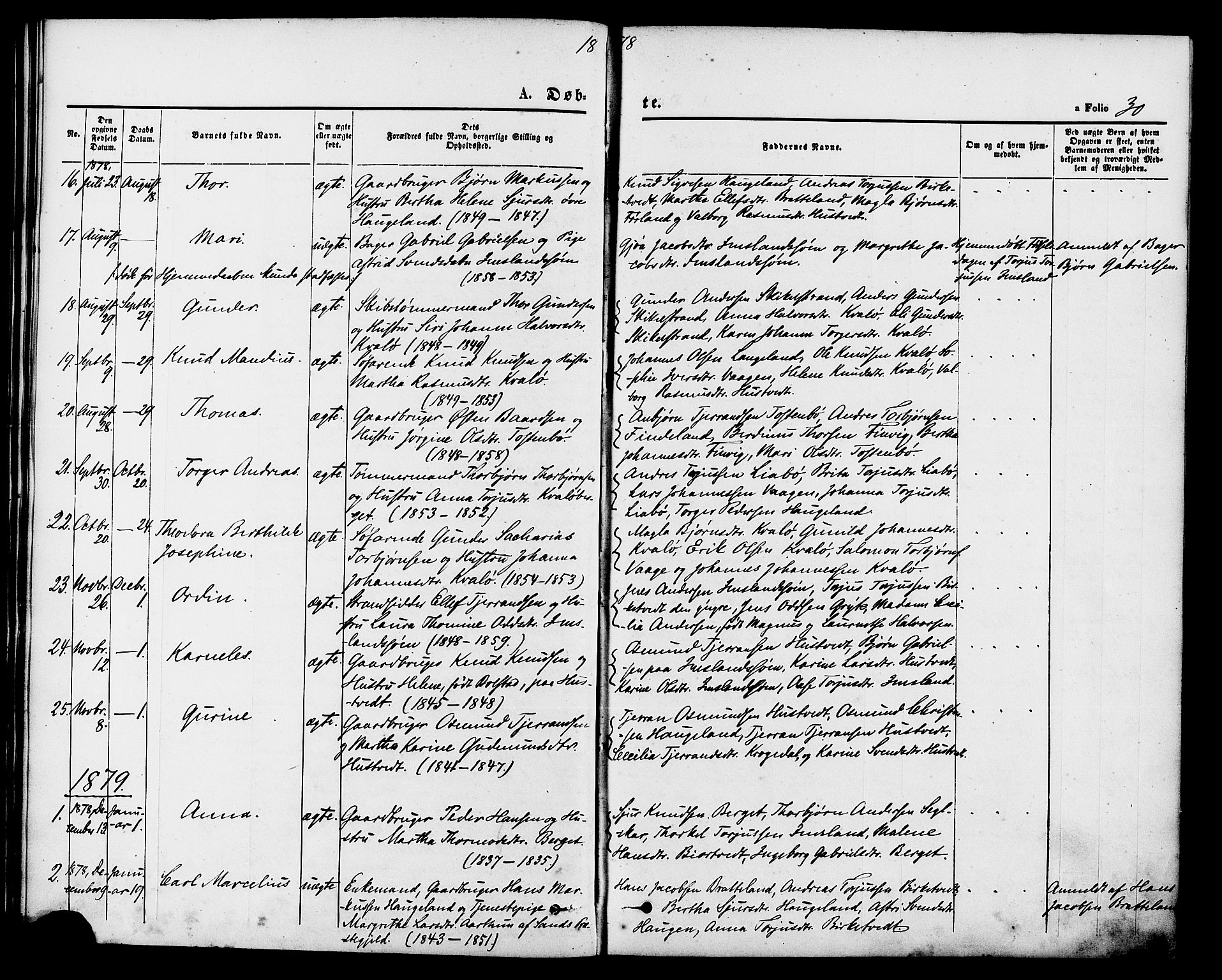 Vikedal sokneprestkontor, AV/SAST-A-101840/01/IV: Parish register (official) no. A 9, 1868-1885, p. 30