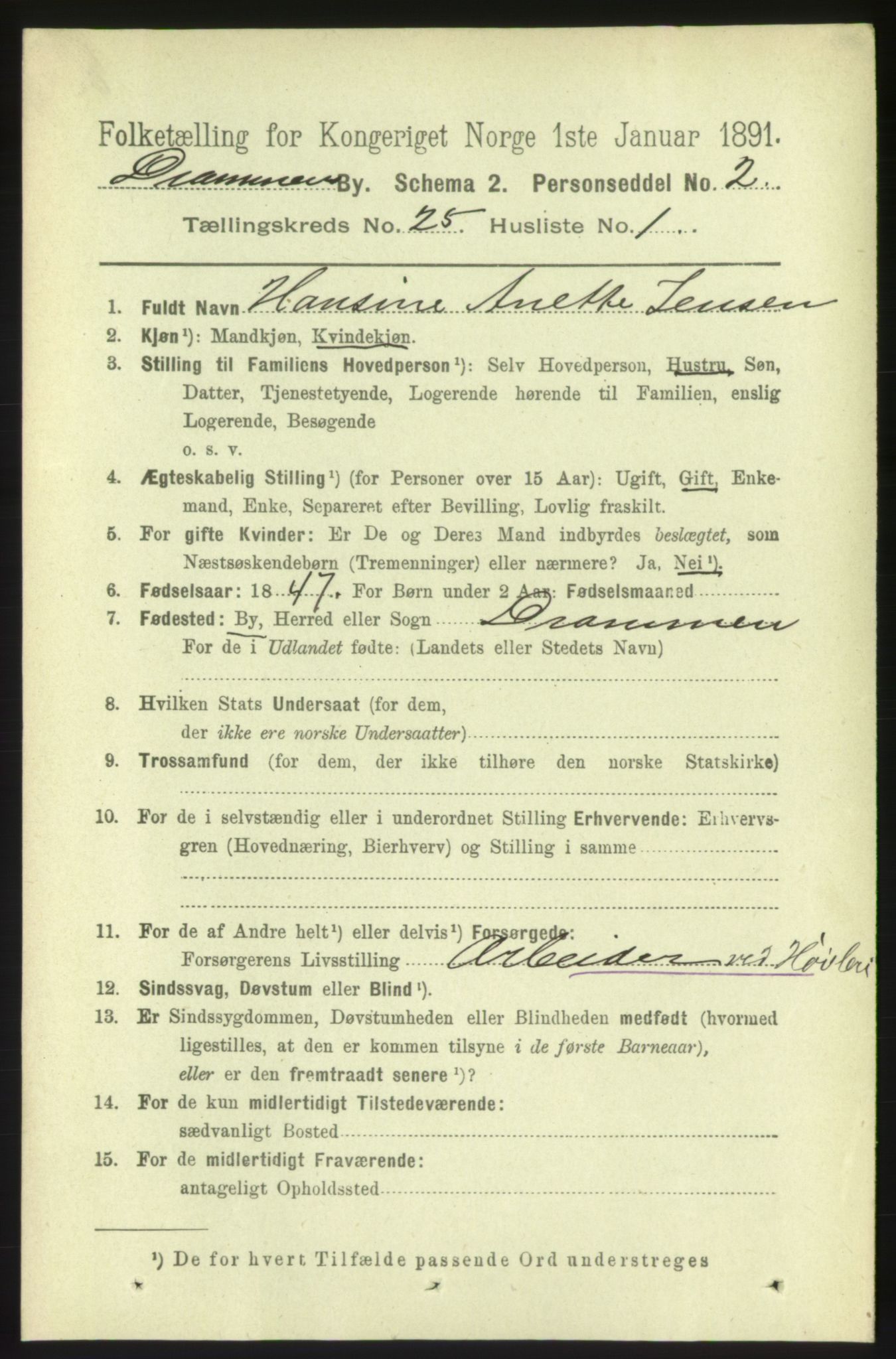 RA, 1891 census for 0602 Drammen, 1891, p. 15158