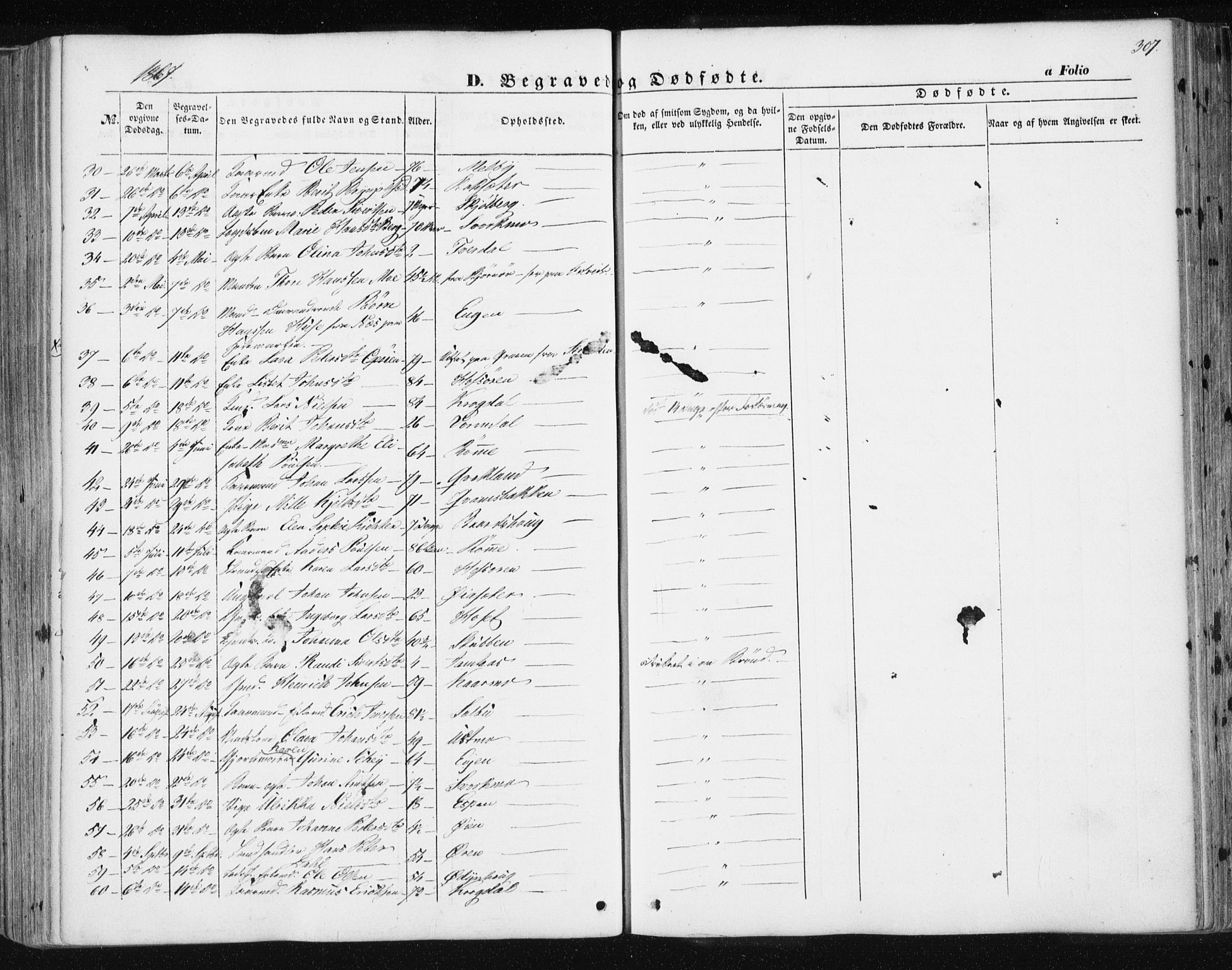 Ministerialprotokoller, klokkerbøker og fødselsregistre - Sør-Trøndelag, SAT/A-1456/668/L0806: Parish register (official) no. 668A06, 1854-1869, p. 307