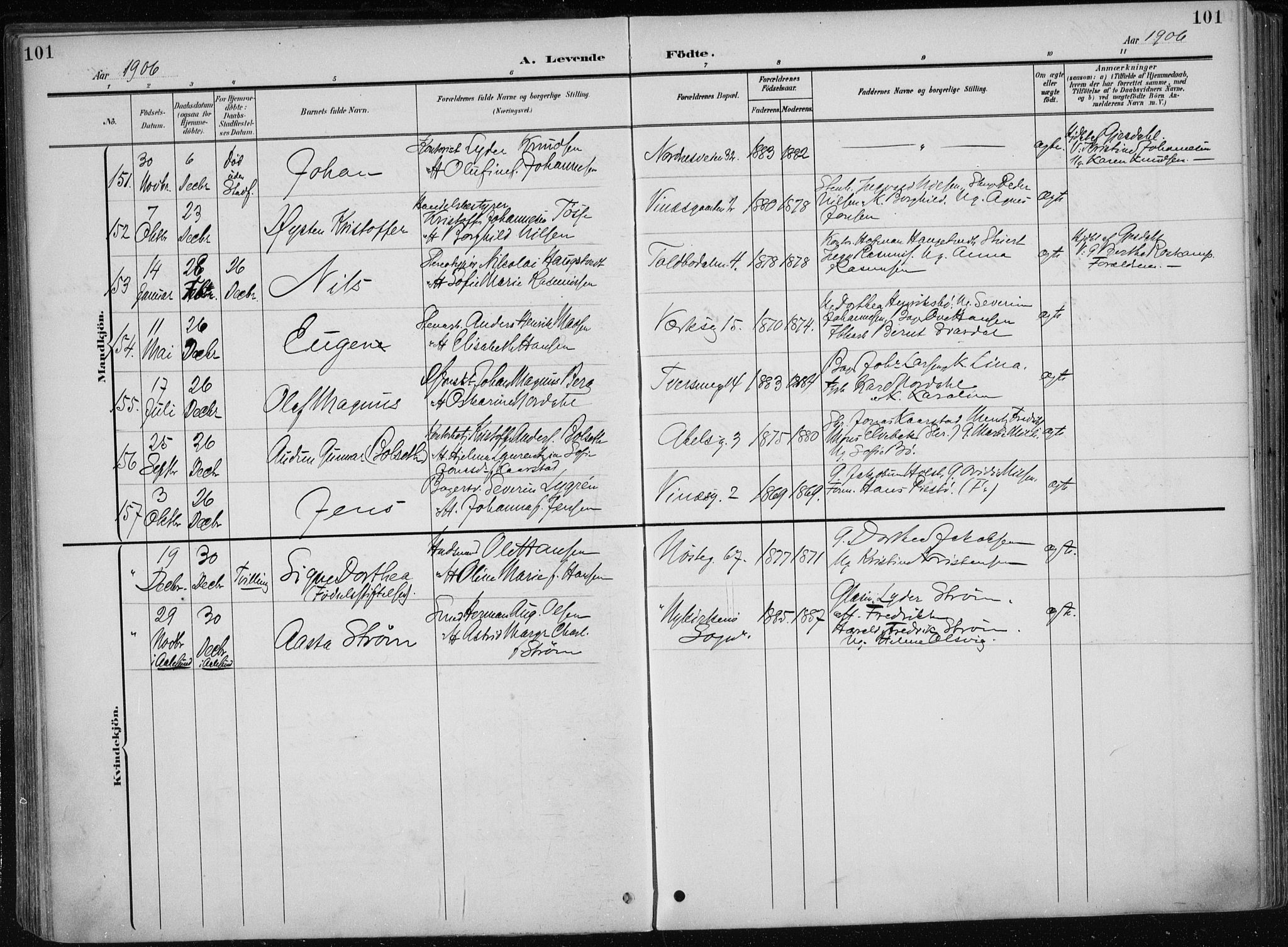 Nykirken Sokneprestembete, AV/SAB-A-77101/H/Haa/L0019: Parish register (official) no. B 7, 1904-1916, p. 101