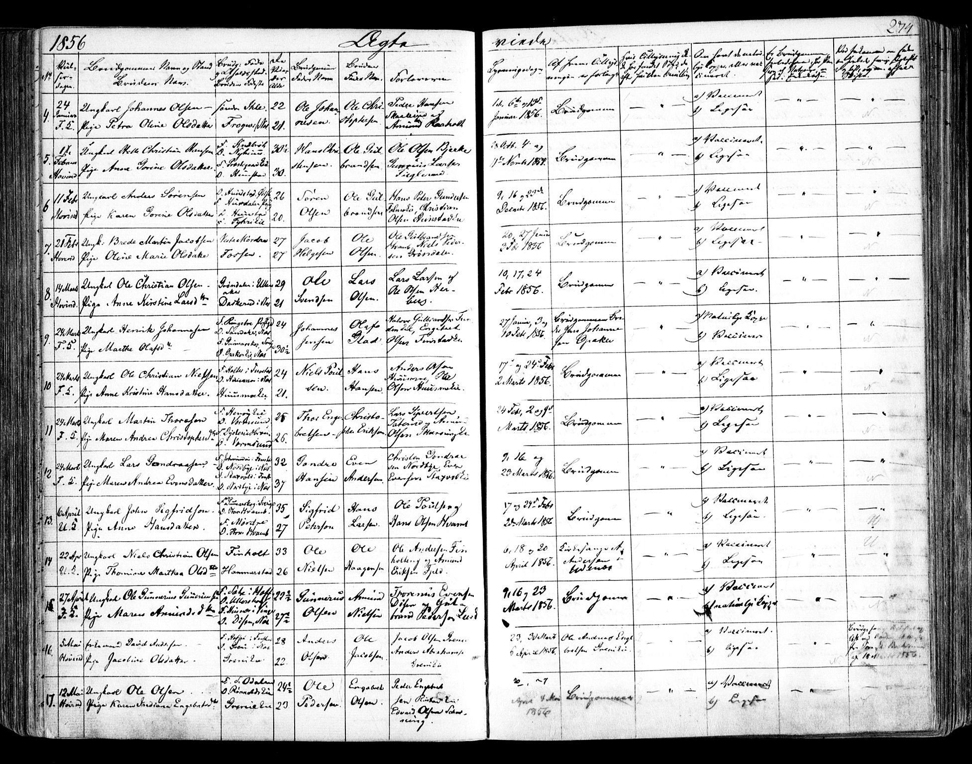 Nes prestekontor Kirkebøker, AV/SAO-A-10410/F/Fa/L0007: Parish register (official) no. I 7, 1846-1858, p. 274