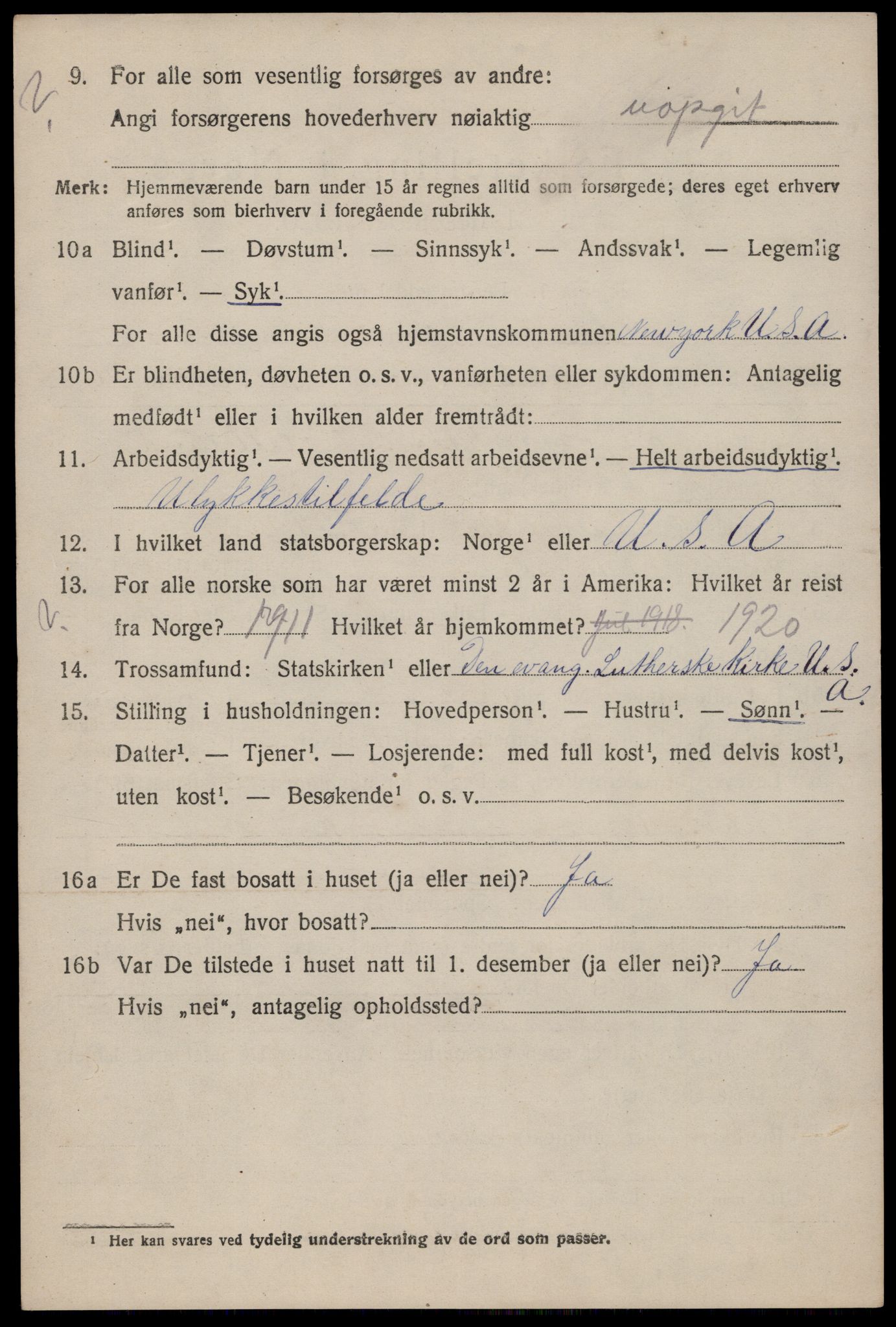 SAST, 1920 census for Skåre, 1920, p. 1261