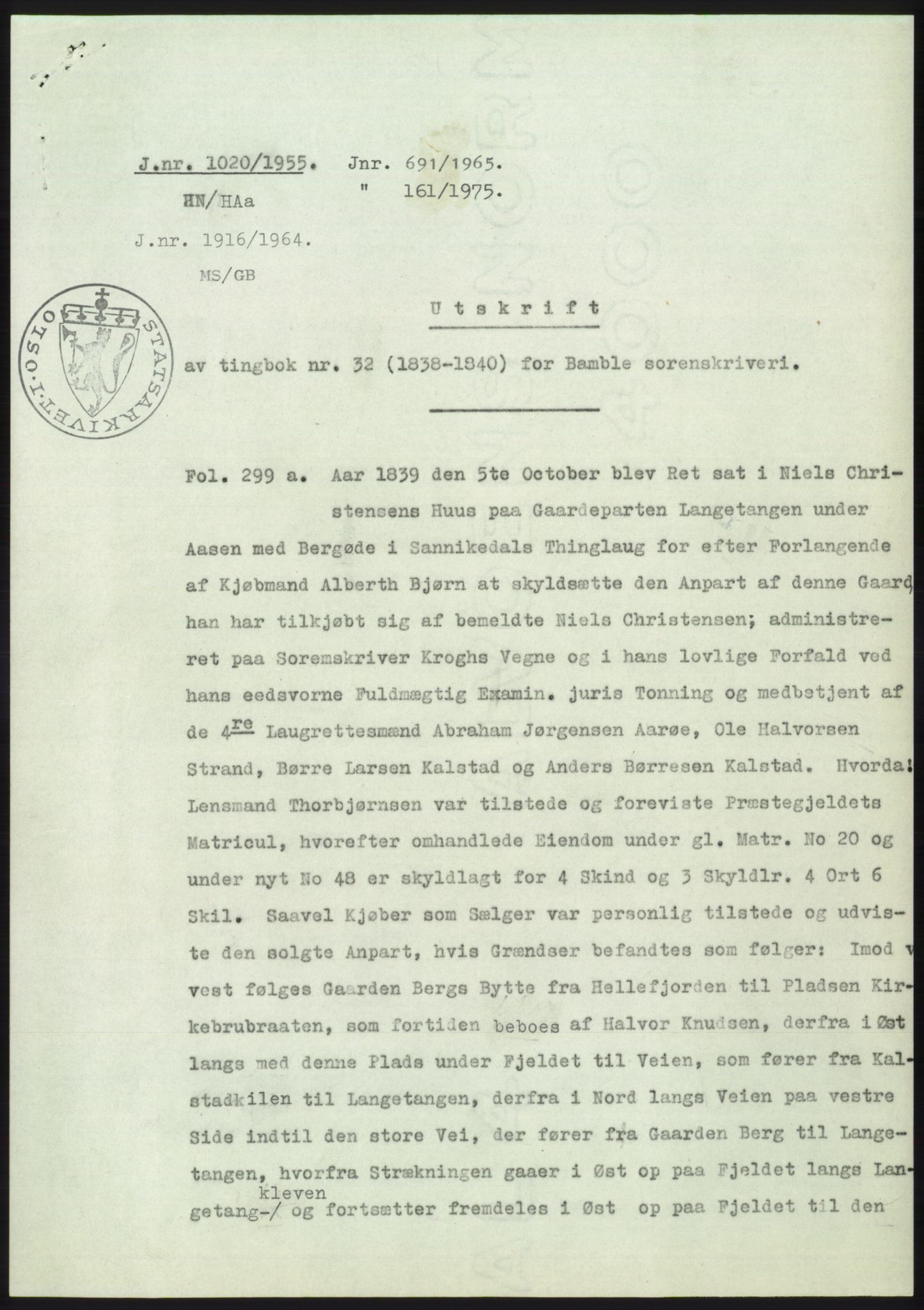 Statsarkivet i Kongsberg, SAKO/A-0001, 1955, p. 272