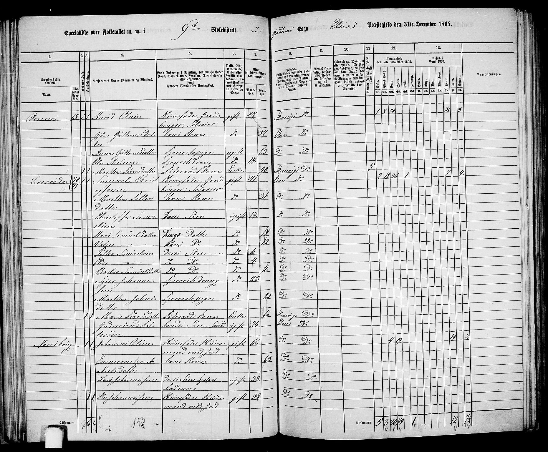 RA, 1865 census for Etne, 1865, p. 61