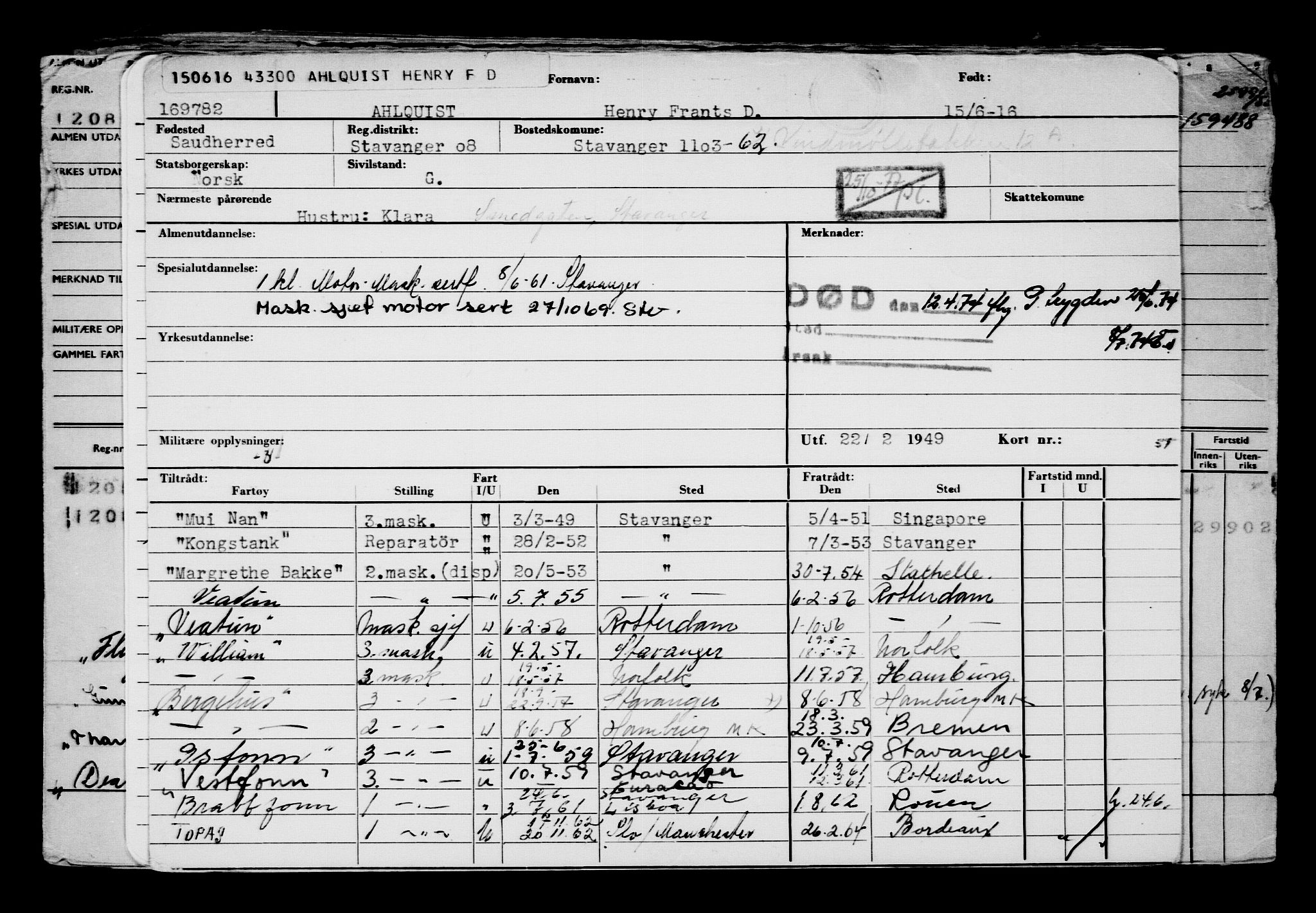 Direktoratet for sjømenn, AV/RA-S-3545/G/Gb/L0140: Hovedkort, 1916, p. 101