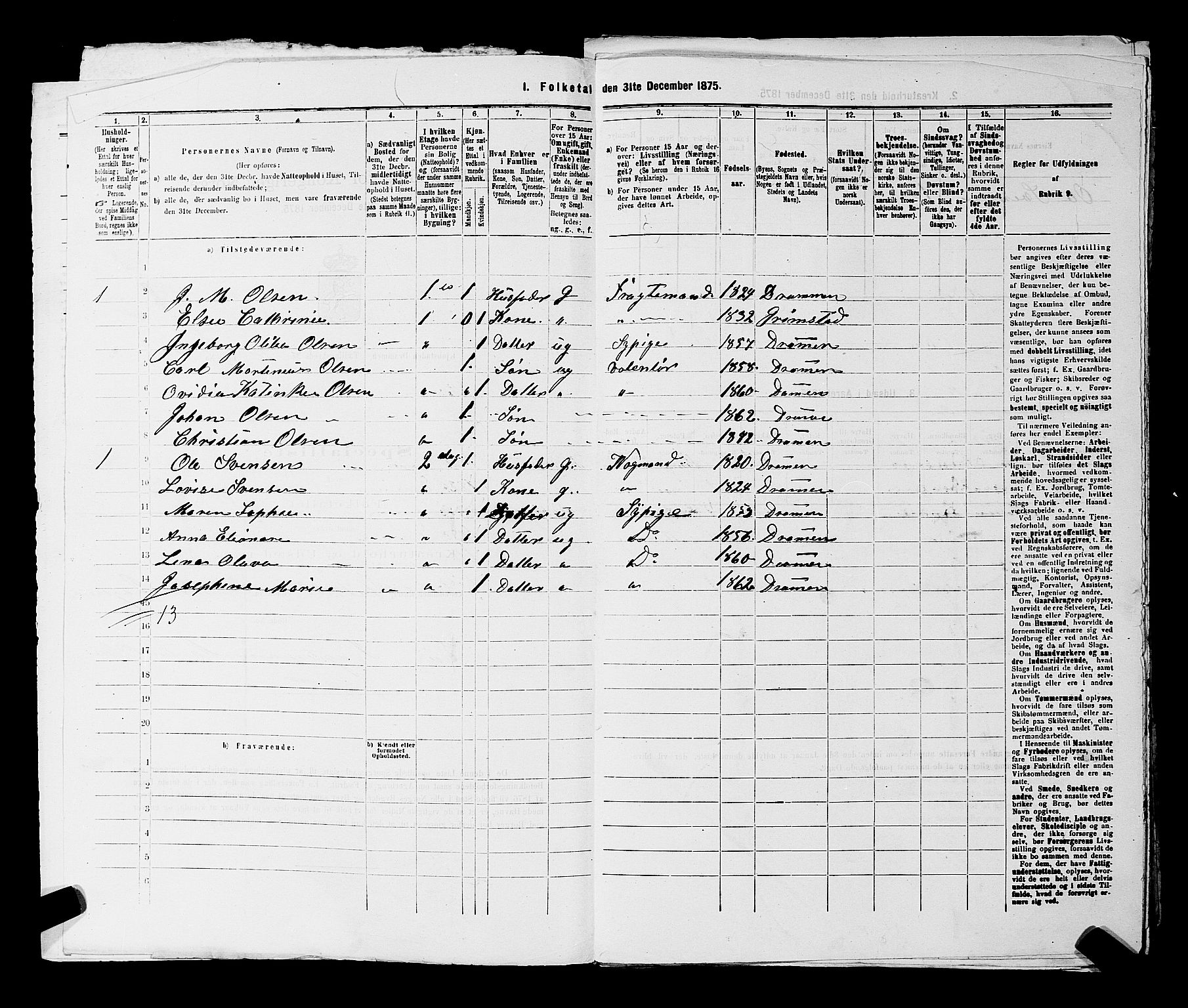 SAKO, 1875 census for 0602 Drammen, 1875, p. 1487